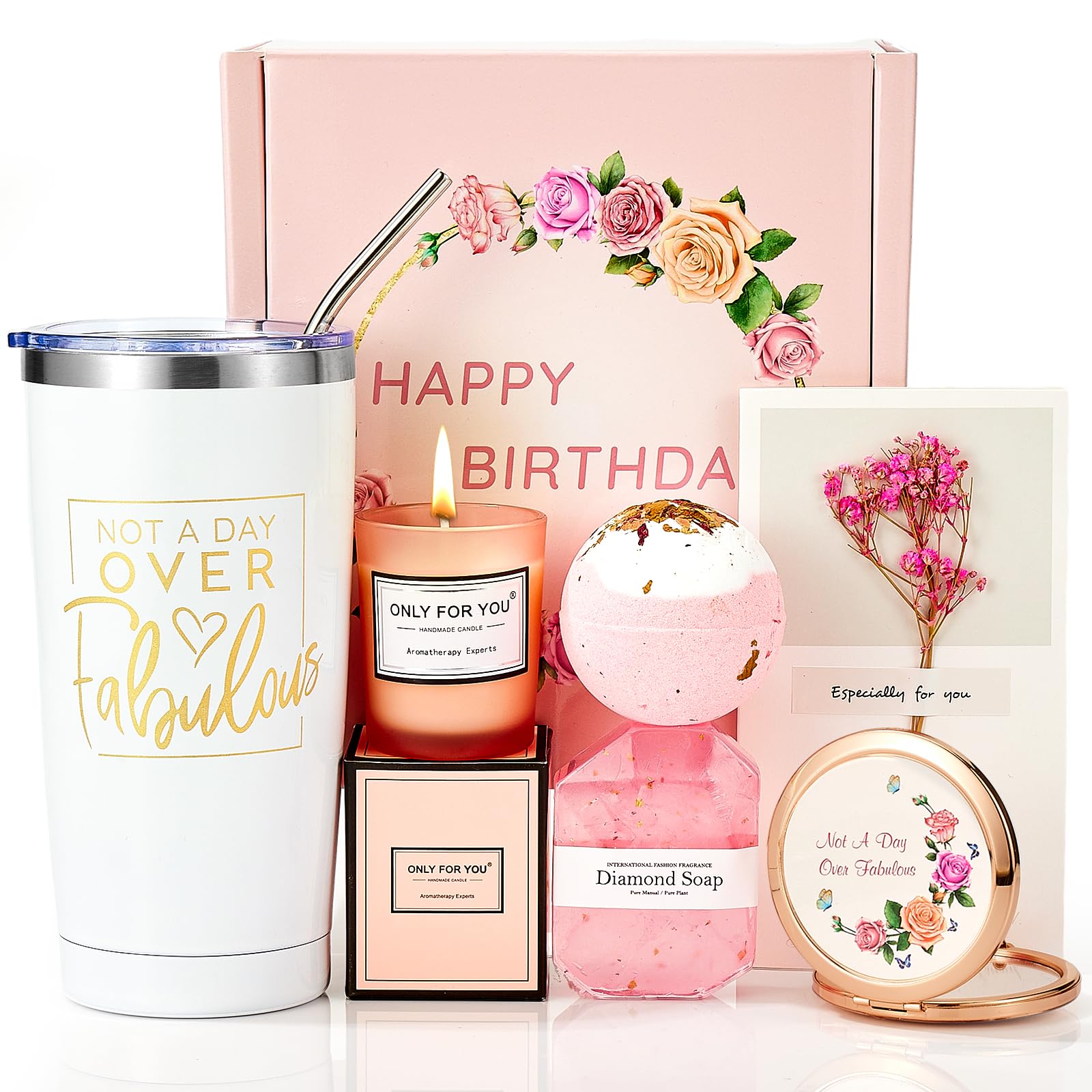 Relaxing Spa Gift Box Set for Women - Birthday Gifts for Mom, Sister & Best Friend | Luxury Self-Care Basket with Bath Bombs, Candles & More | Perfect for Birthdays, Mother's Day & Stress Relief