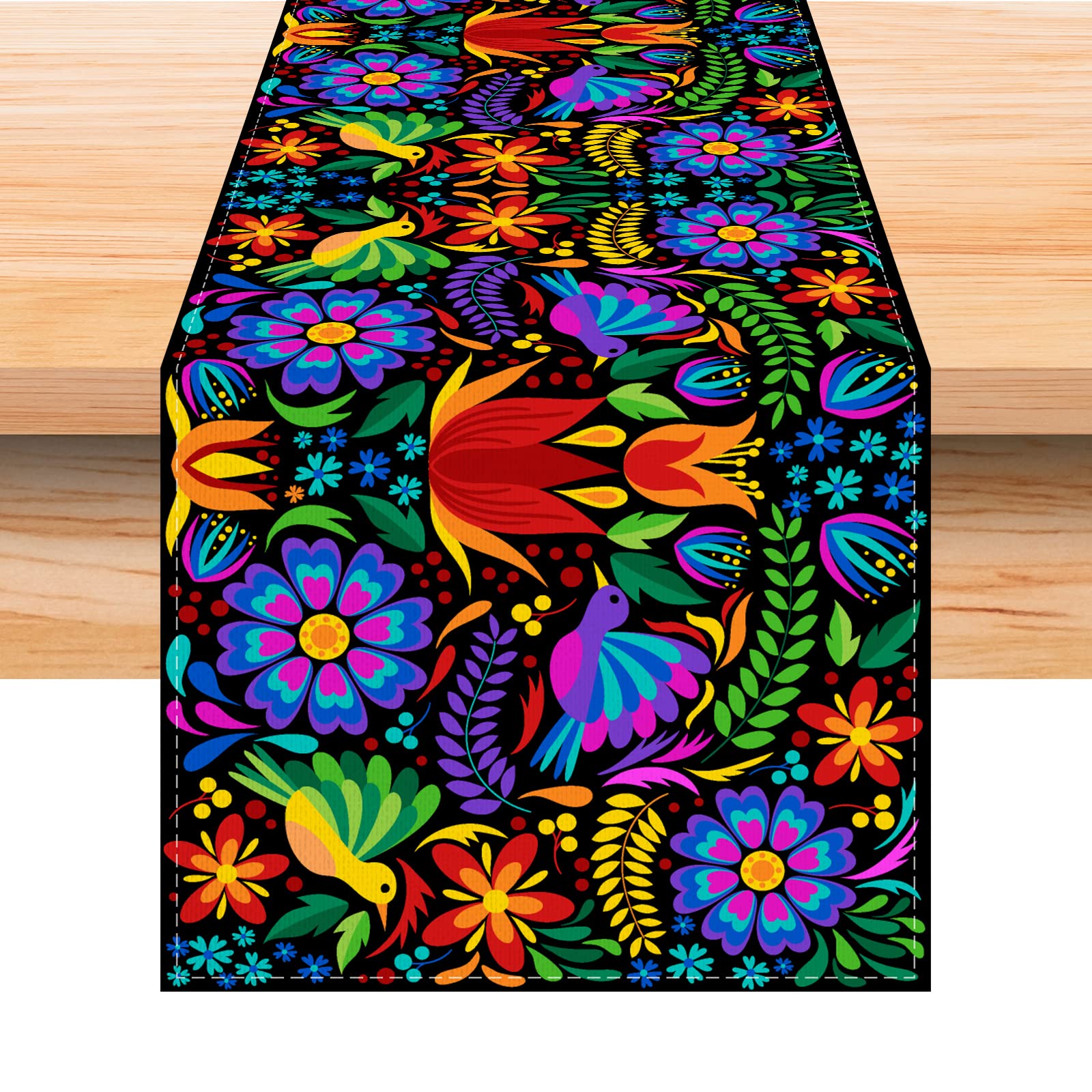 72 Inch Purple Linen Mexican Fiesta Table Runner - Cinco De Mayo Party Decor for Dining Room & Kitchen Table - Perfect for Themed Celebrations, Home Decor, and Holiday Gatherings