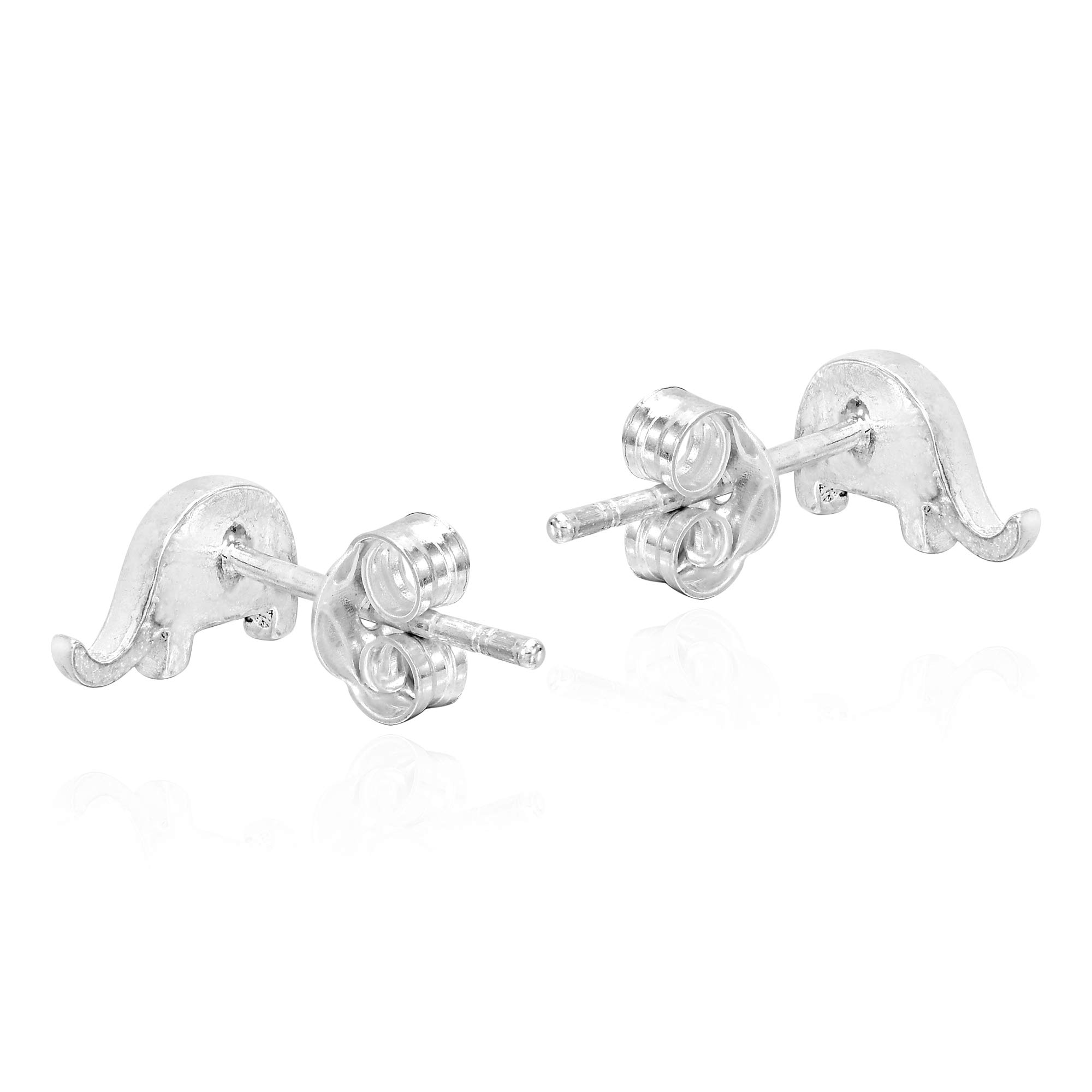AeraVida .925 Sterling Silver Elephant Stud Earrings with Simulated Blue Turquoise Inlay | Cute Animal Jewelry for Women | Perfect Gift for Birthday, Anniversary & Everyday Wear