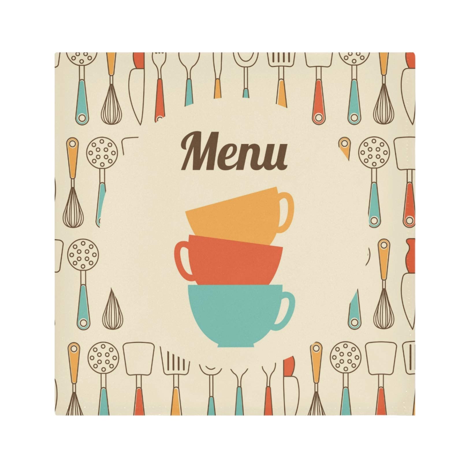 XIOMARA 4-Pack Cartoon Kitchen Utensils Cloth Napkins - 20x20 Inch Washable & Reusable Dinner Napkins for Table Decor, Holiday Dining, and Everyday Kitchen Use - Perfect for Family Gatherings, Parties, and Home Decor