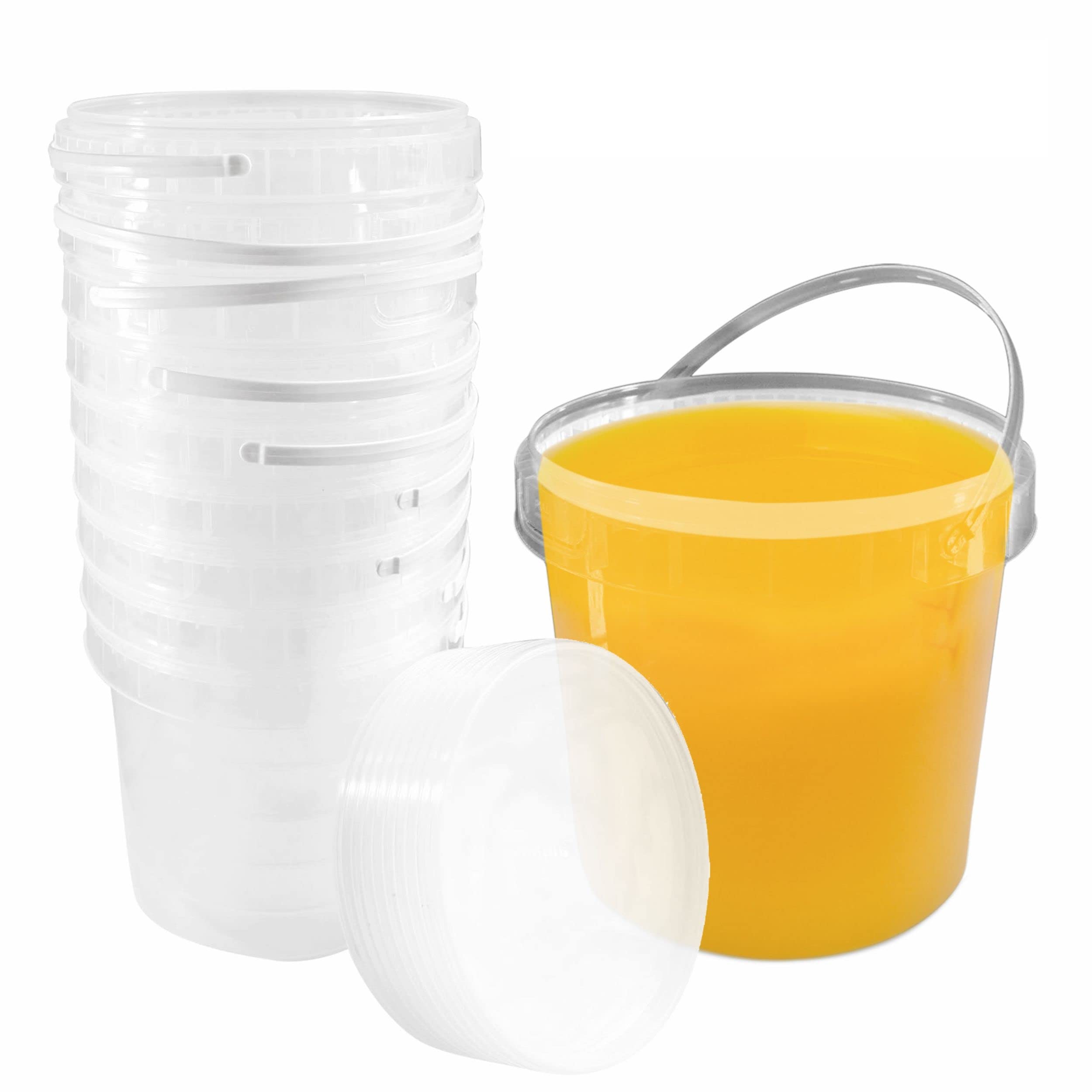 60 Pack 1 Gallon (128 oz) Clear Plastic Buckets with Lids & Handles - Food Grade BPA Free Storage Containers for Ice Cream, Freezer & Microwave Safe - Perfect for Bulk Food Storage, Restaurant Supplies & Home Organization