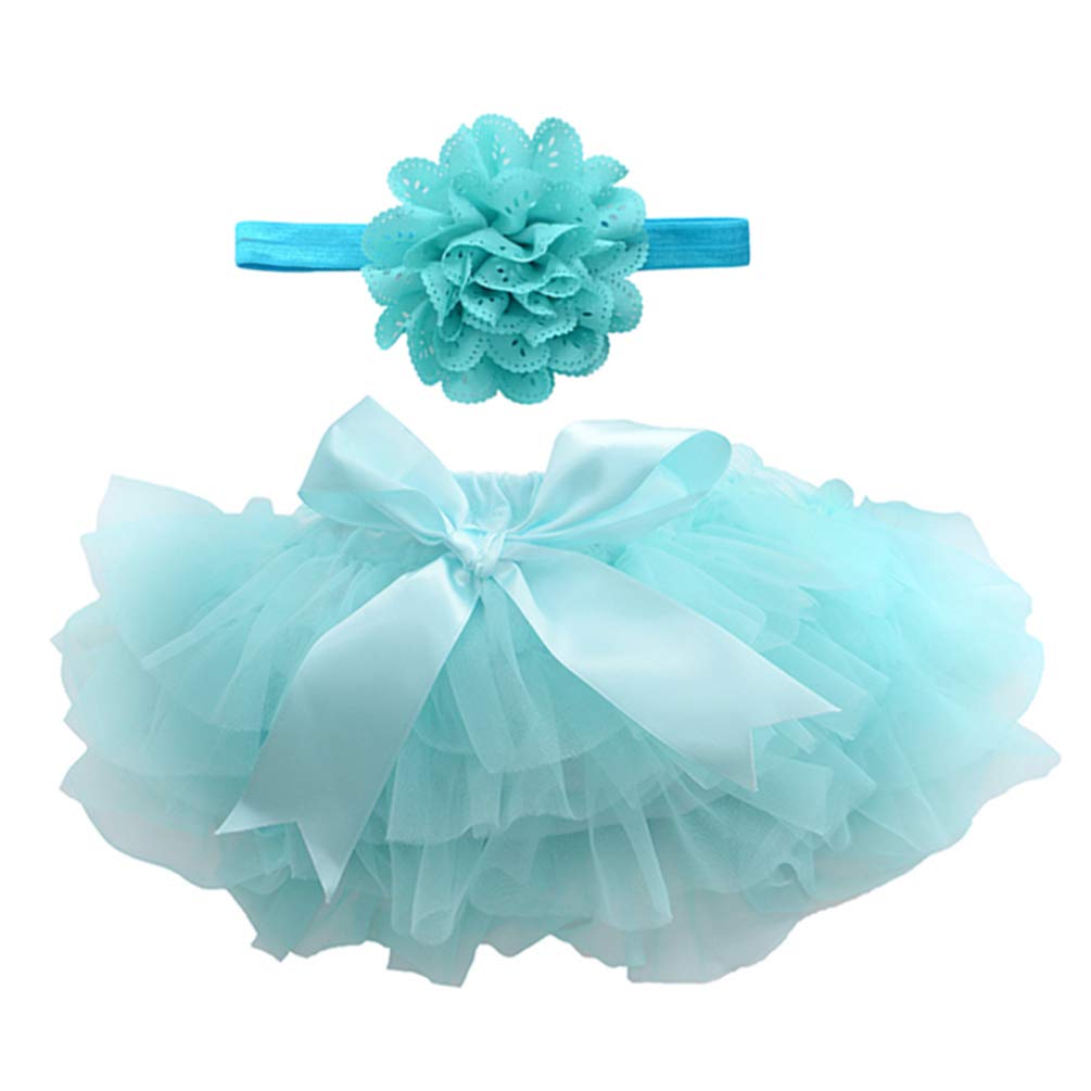 1PC Baby Girls Bow-Knot Tulle Ruffle Bloomers Shorts - Diaper Cover Underwear for Toddlers & Infants - Soft Cotton Bloomer Skirt with Ruffles - Perfect for Photoshoots, Parties & Everyday Wear (Blue)