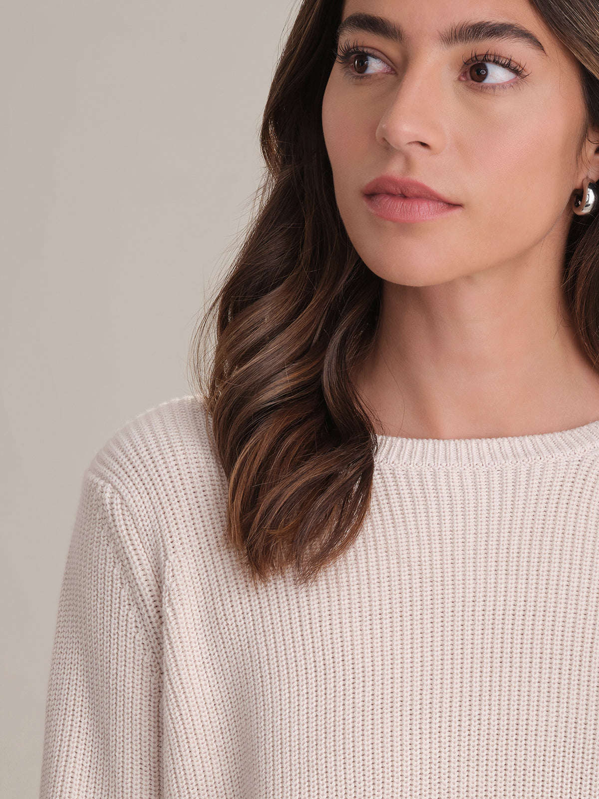 Emma Women's Crewneck Shaker Stitch Cotton Sweater - Soft & Cozy Knit Pullover for Casual Wear, Office, and Fall Layering
