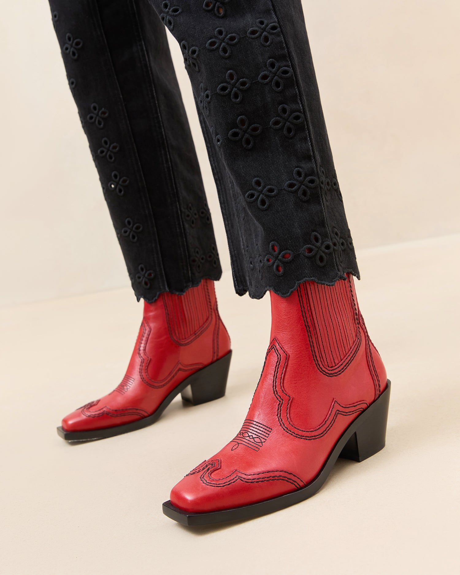 Agnes Red Leather Western Boots for Women - Stylish Cowgirl Boots with Comfortable Fit - Perfect for Country Rides, Rodeos & Western Fashion