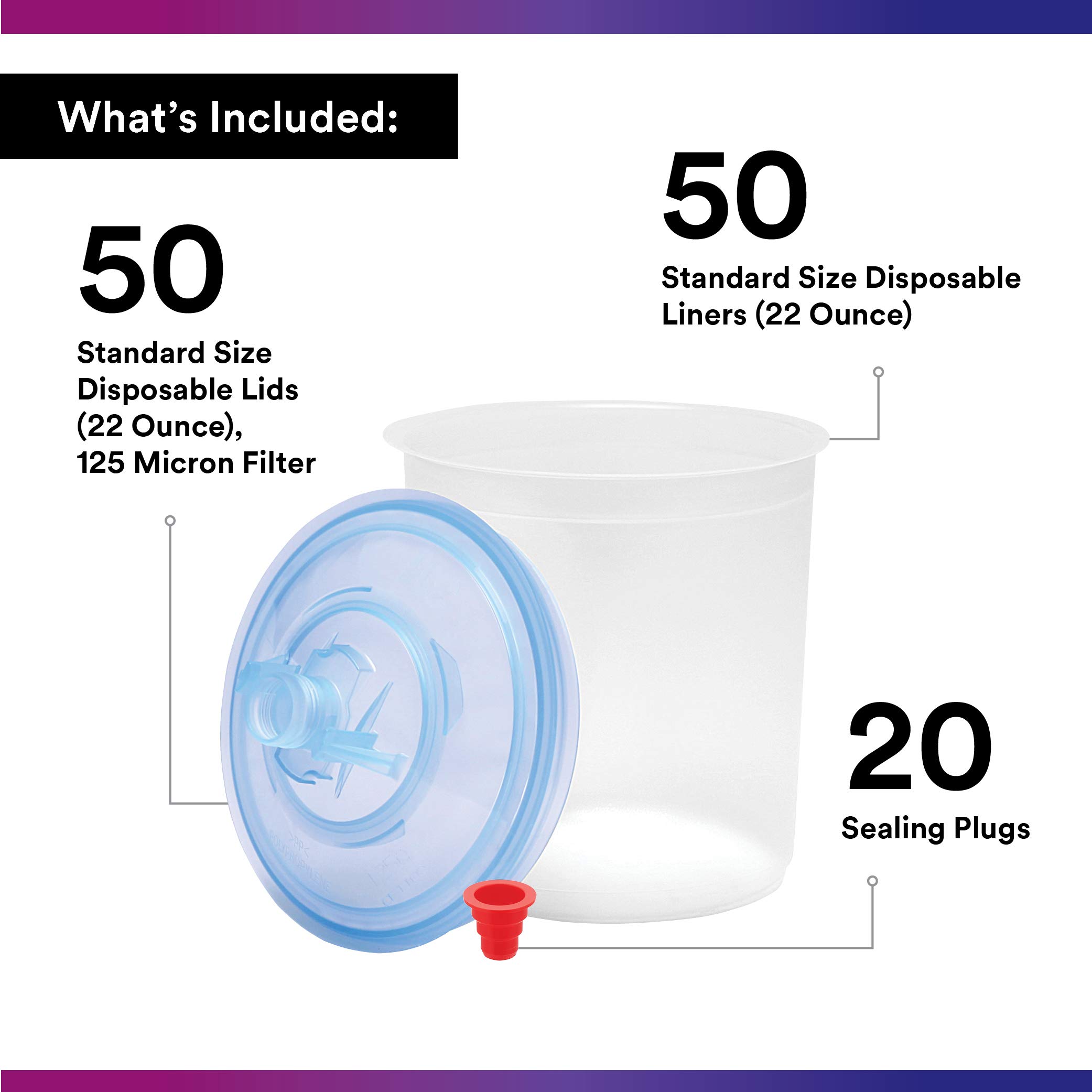 3M PPS (Original Series) Paint Spray Gun Kit - 22 oz Capacity, 125-Micron Filter, Includes 50 Cup Lids & Liners, 20 Sealing Plugs - Perfect for Automotive Painting, Furniture Refinishing & Home DIY Projects