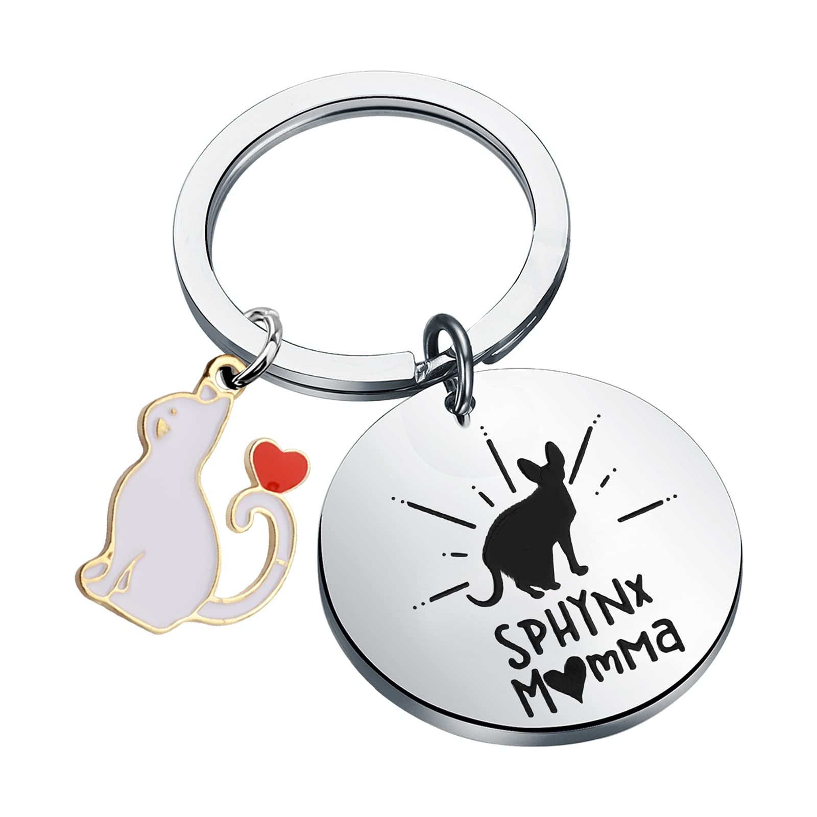 BLEOUK Sphynx Cat Keychain - Unique Hairless Cat Lover Gift for Women | Perfect for Cat Enthusiasts, Keyring Accessories & Pet-Themed Gifts