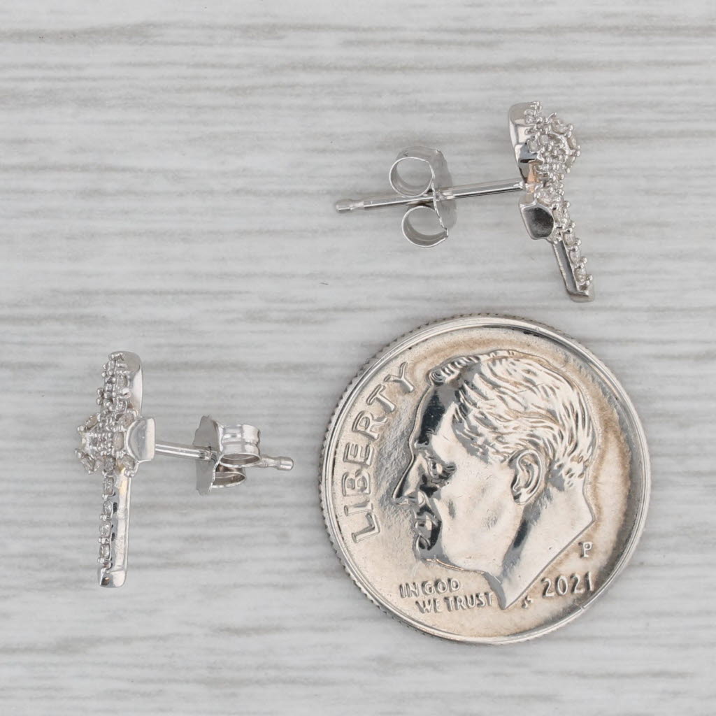 0.22 Carat Diamond Egyptian Ankh Cross Stud Earrings - 10K White Gold Jewelry for Women - Perfect Gift for Birthday, Anniversary & Special Occasions