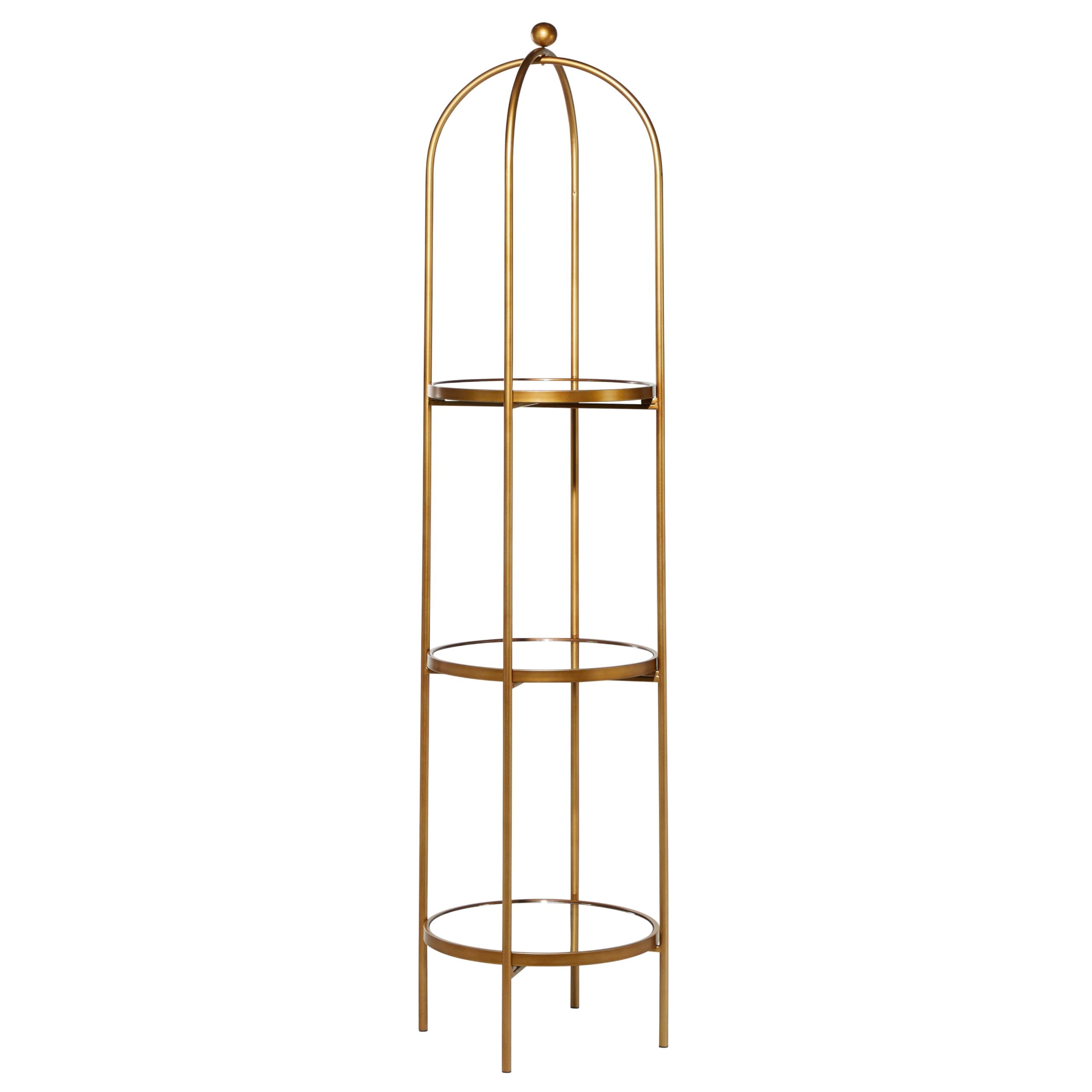 Deco 79 3-Tier Gold Metal Storage Shelf with Mirror - 18