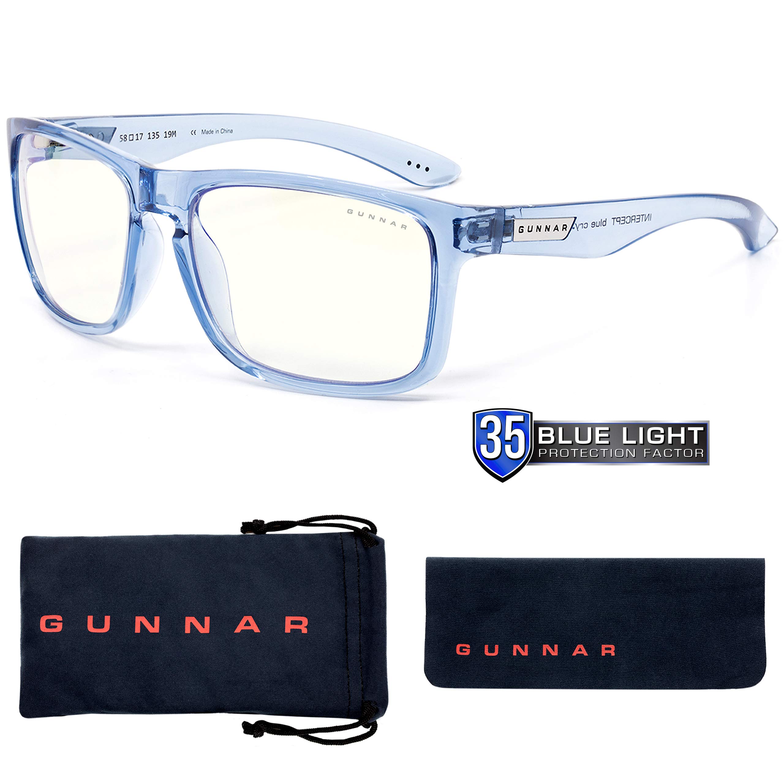 GUNNAR Blue Light Blocking Glasses for Gaming & Computer Use - 35% Blue Light Protection, Reduces Digital Eye Strain, Dry Eyes & Headaches - Crystal Lens Technology - Ideal for Gamers, Office Workers & Night Screen Users