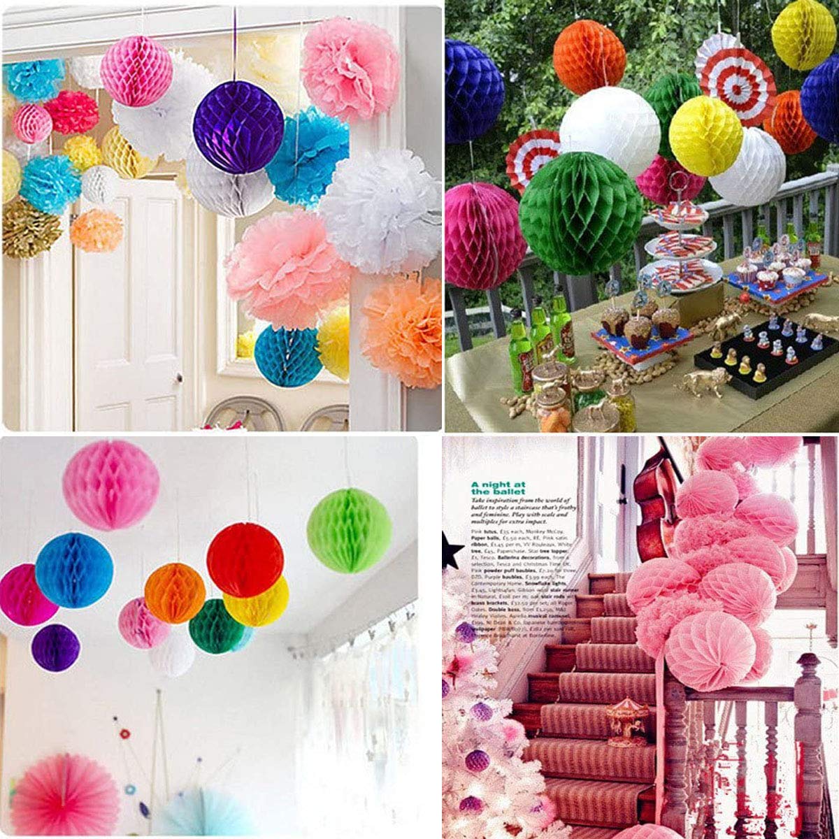 6PCS Red 8-Inch Honeycomb Tissue Paper Balls - Party Pom Poms for Wedding, Birthday, Baby Shower & Nursery Wall Backdrop Decorations - Perfect for Home, Event & Photo Booth Decor