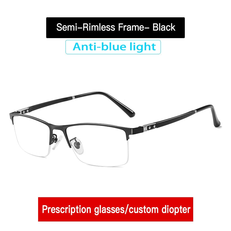 Aidien Men's Custom Lens Semi-Rimless Alloy Frame Eyeglasses AR5055 - Lightweight & Durable Glasses for Work, Reading & Everyday Use