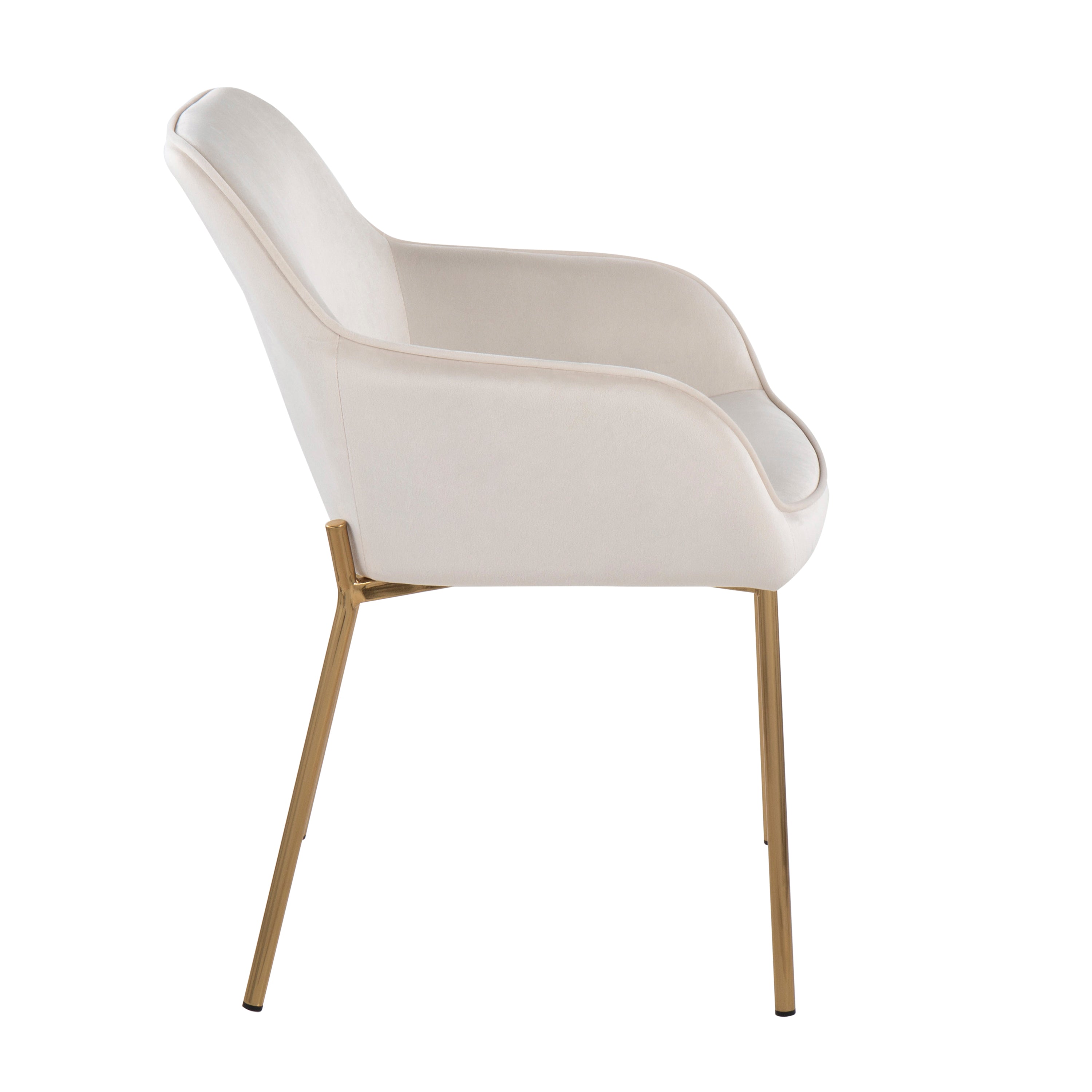 LumiSource Daniella Modern Dining Chairs - Set of 2 Gold Metal Frame with Cream Velvet Upholstery, Elegant Contemporary Seating for Dining Room, Kitchen, or Breakfast Nook