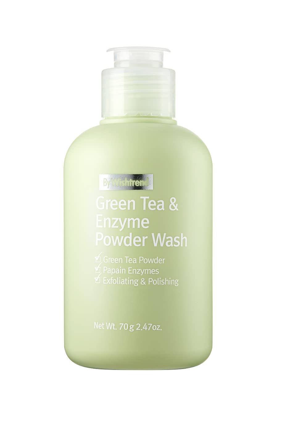 By Wishtrend Green Tea & Enzyme Powder Wash - 3.88 oz (110g) | Gentle Exfoliating Face Cleanser for Acne-Prone & Sensitive Skin | Perfect for Daily Skincare Routine & Travel