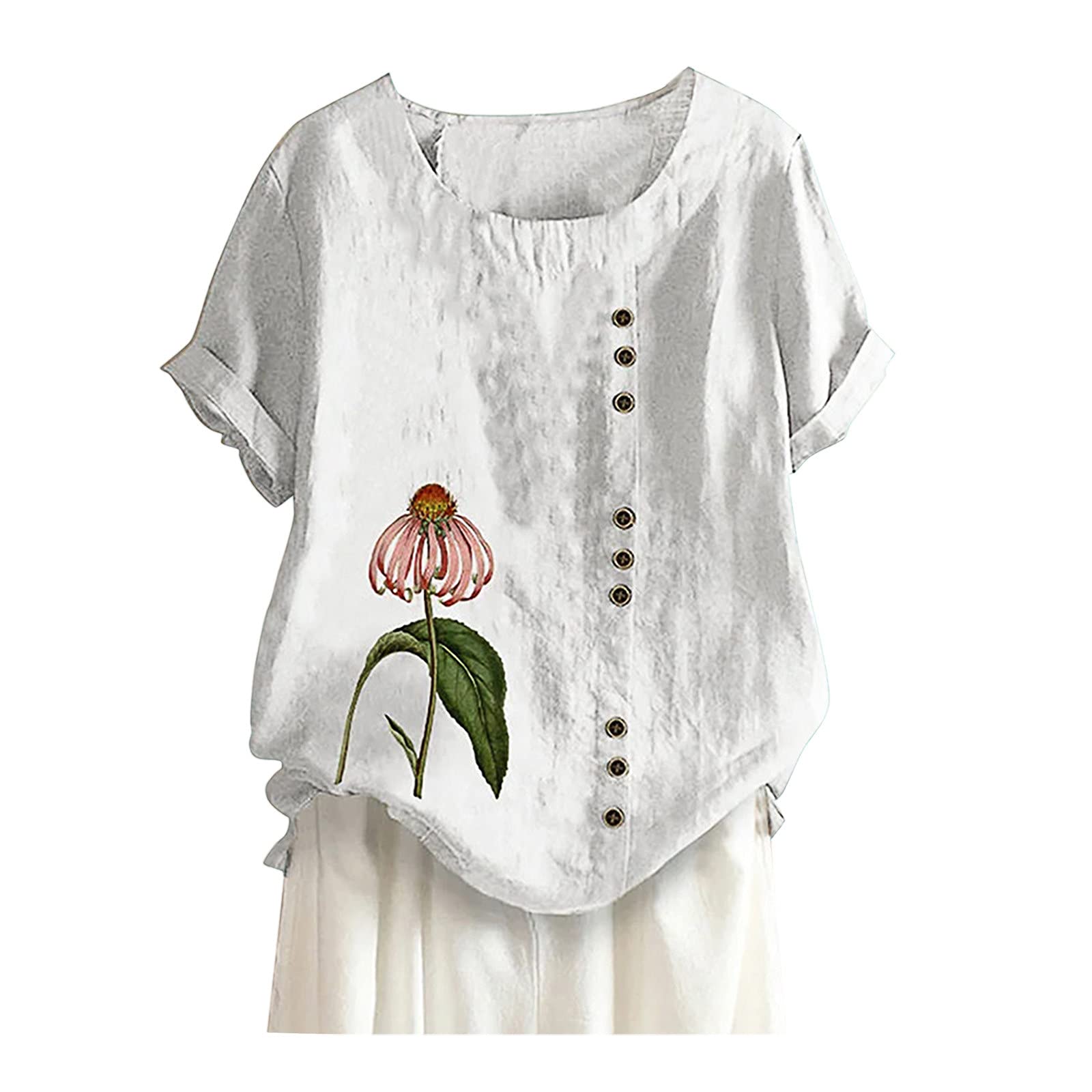 EHSIJAI Women's Short Sleeve Round Neck Casual Fashion Blouse - Perfect for Office Wear, Summer Outfits & Everyday Comfort