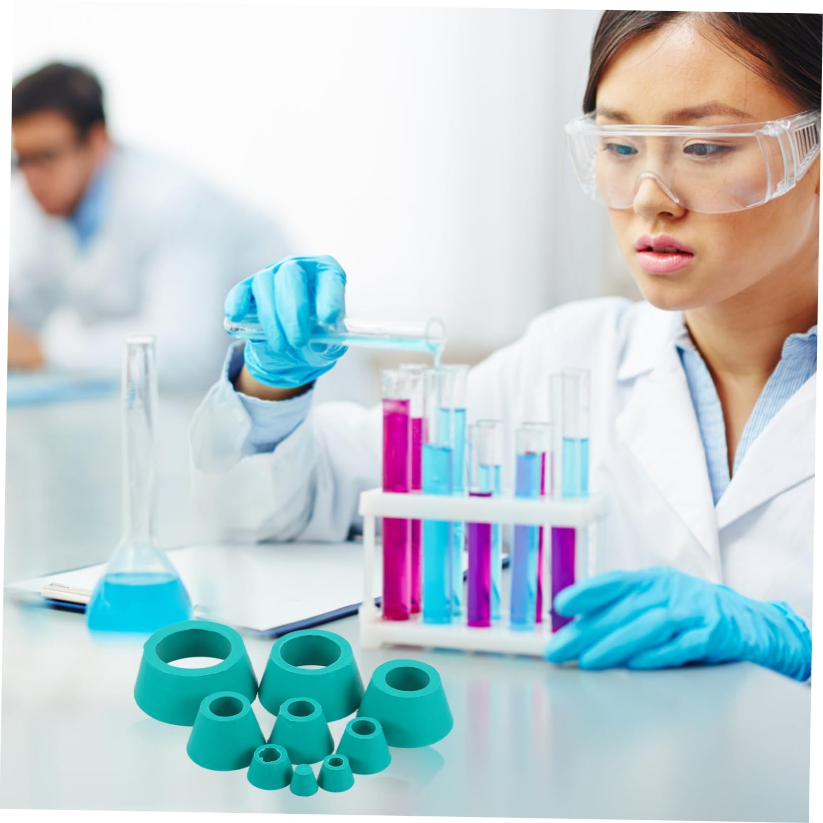 8pcs Funnel Flask Cones Set with Filter Adapter & Tapered Collar - Premium Lab Glassware for Efficient Chemistry Experiments & Scientific Research