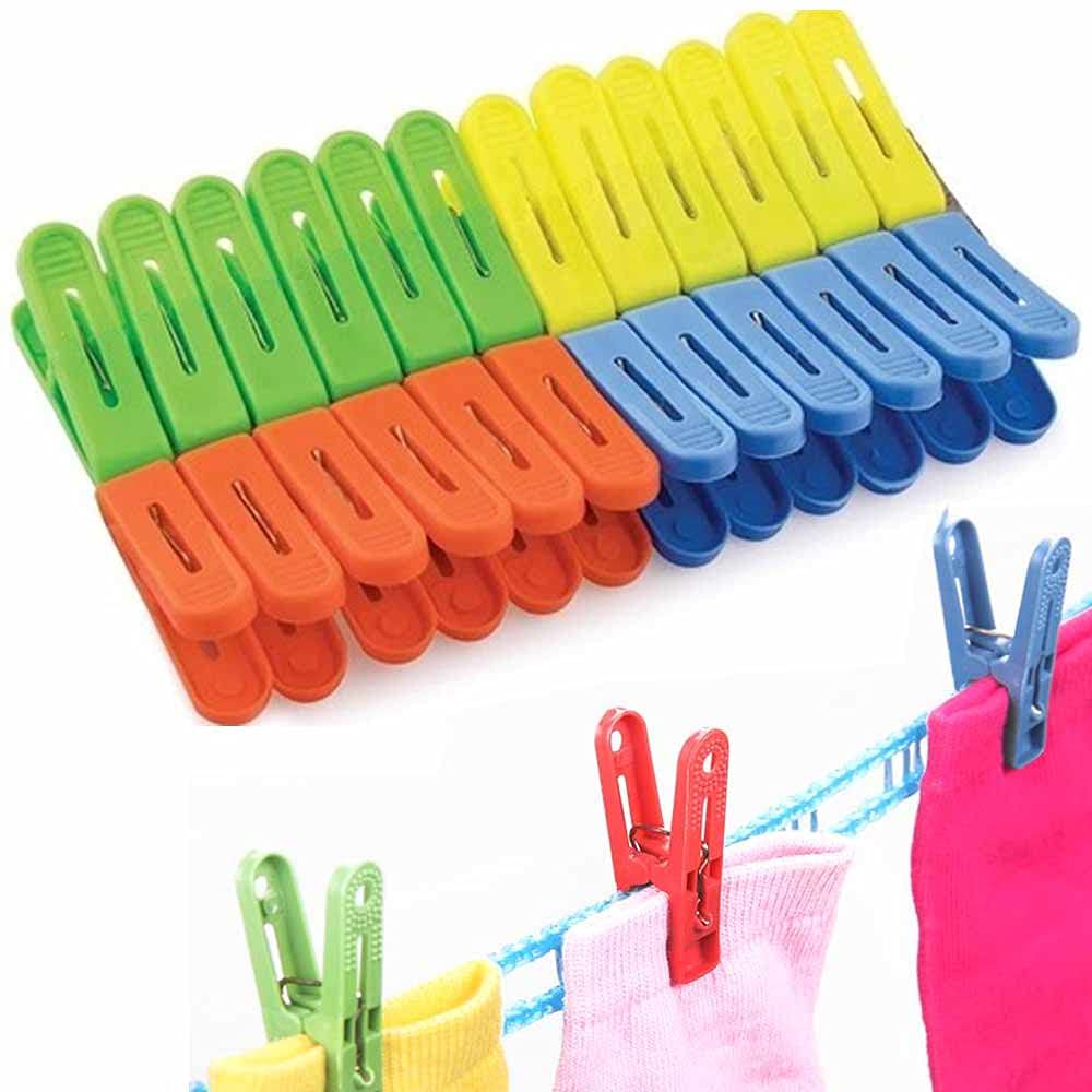 48 Pack Heavy Duty Plastic Clothes Pins - Sturdy Spring Clothespins for Laundry, Outdoor Clothes Hanging - Colorful Durable Clips for Drying Clothes, Hanging Curtains & DIY Crafts