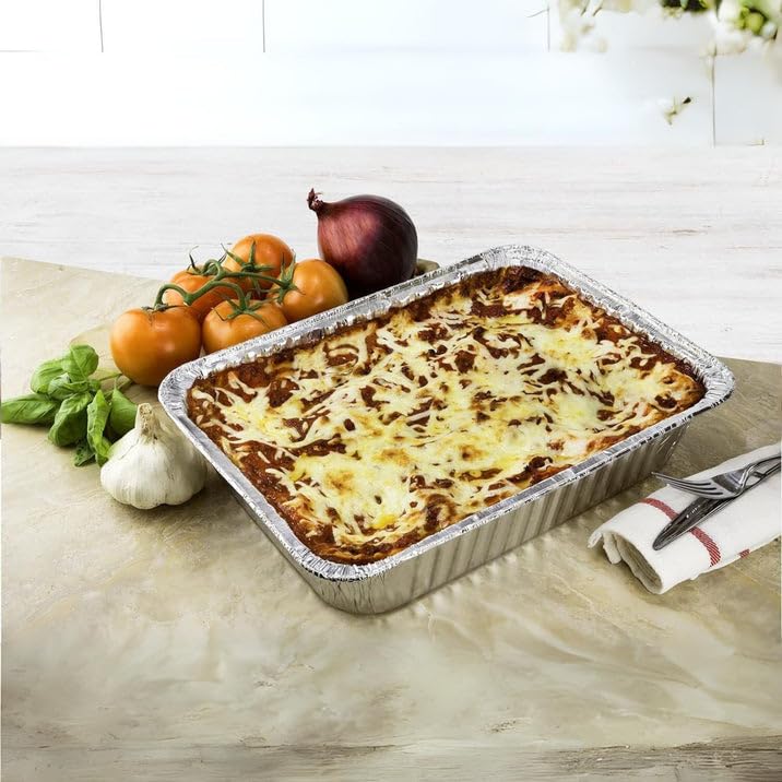 250 Count Heavy Duty Disposable Aluminum Foil Pans 14.2x10.63x2.94 Inches - Rectangular Baking Pans for Roasting Chicken, Turkey, Vegetables | Perfect for Catering, Meal Prep & Large Batch Cooking