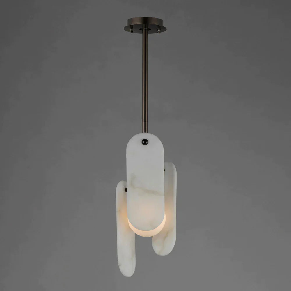 Studio M Alabaster Megalith Single Pendant Light - Modern Minimalist Hanging Fixture for Dining Room, Kitchen Island & Bedroom Lighting