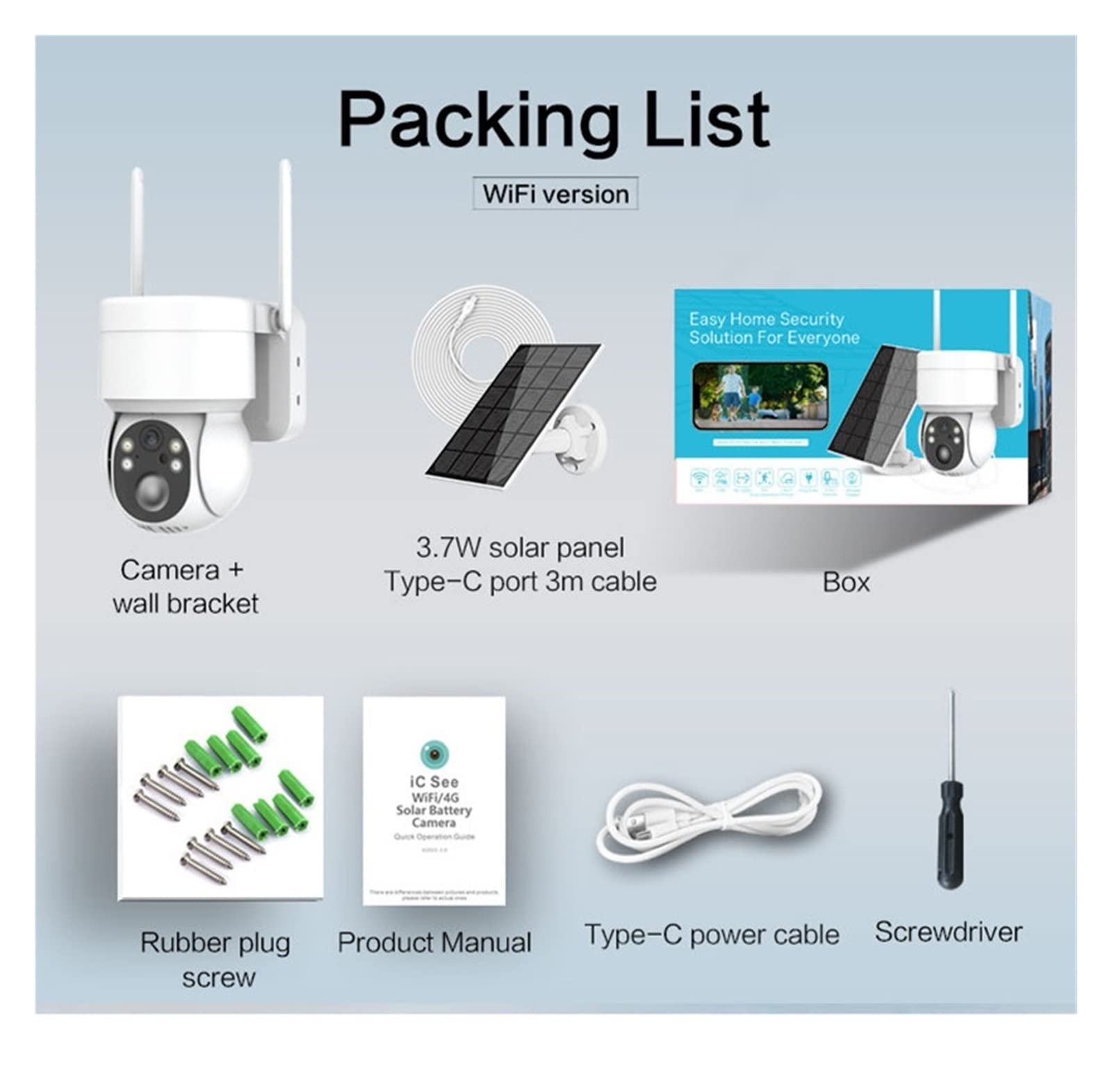 MZZYG 4MP Solar Security Camera Outdoor - Wireless PTZ WiFi CCTV with Rechargeable Battery & 128GB SD Card - Weatherproof Night Vision for Home, Yard, Garage Surveillance