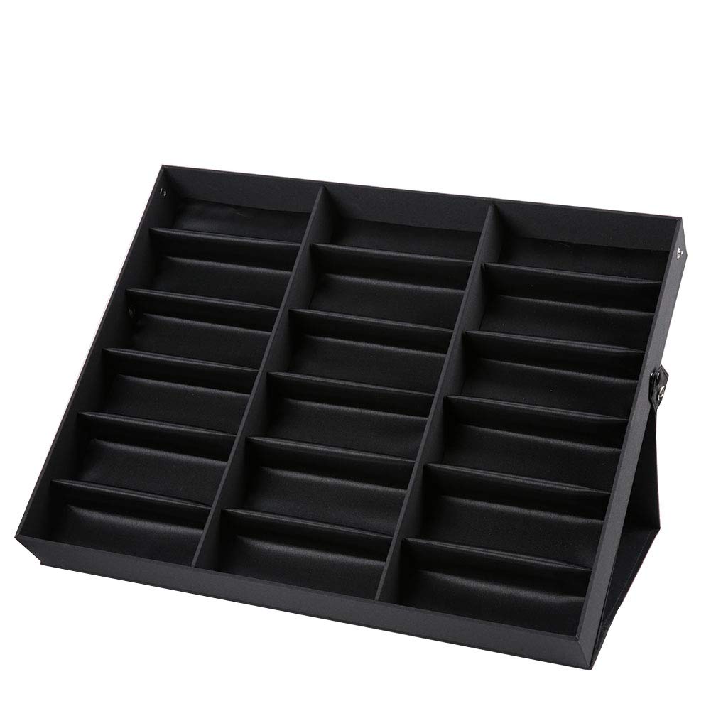 AYNEFY 18 Grid Clear Plastic Storage Box - Organizer for Eyeglasses, Sunglasses, Jewelry - Display Case with Black Base - Perfect for Retail Stores, Home Organization & Travel Accessories