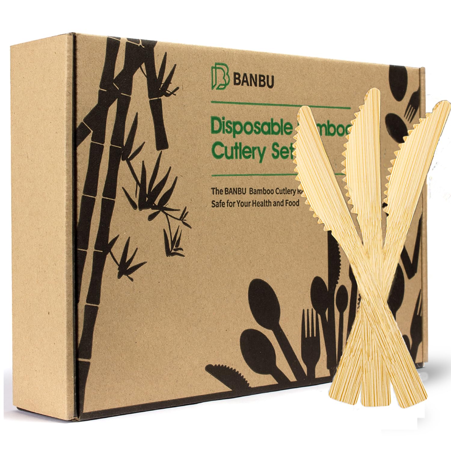 Eco-Friendly Bamboo Disposable Knives - 200 Pack Biodegradable Compostable Cutlery Set | 6.7
