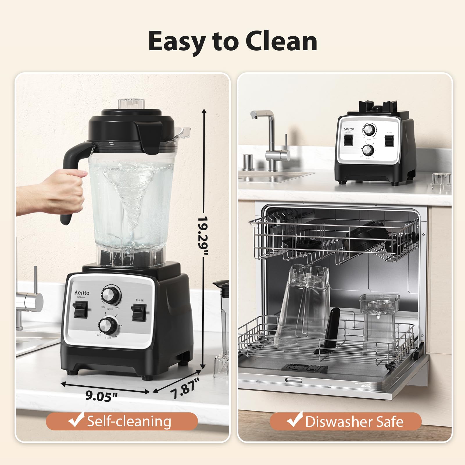 Aeitto 1800W Professional Blender and Grinder Combo - 85oz BPA-Free Large Capacity Countertop Blender for Smoothies, Ice Crushing, Frozen Drinks - Perfect for Home Kitchen, Restaurants, and Healthy Meal Prep (Silver)