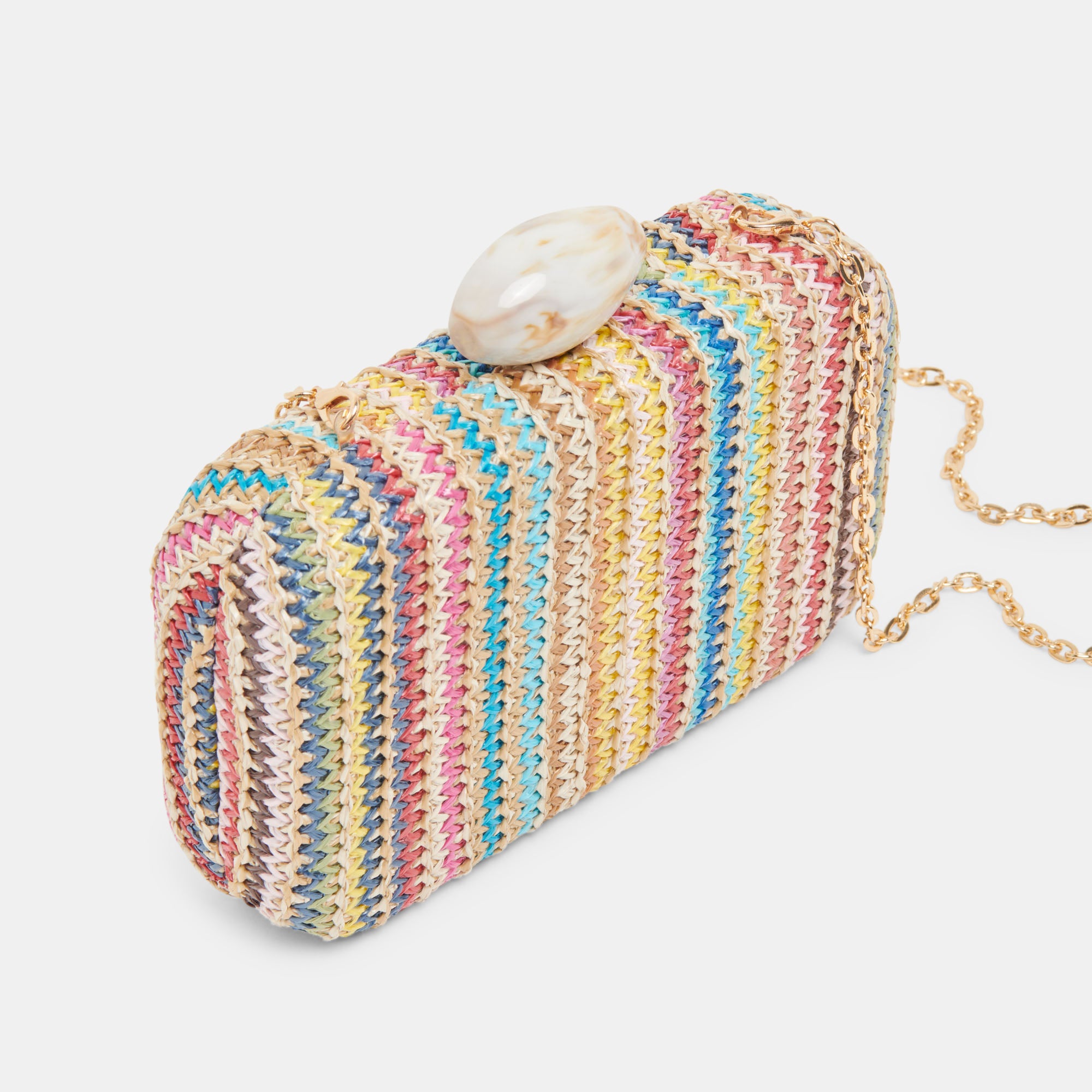 MILOS CLUTCH MULTI-COLOR RAFFIA STRAW HANDBAG - Women's Fashion Beach Tote for Summer Vacation, Pool Party & Outdoor Events