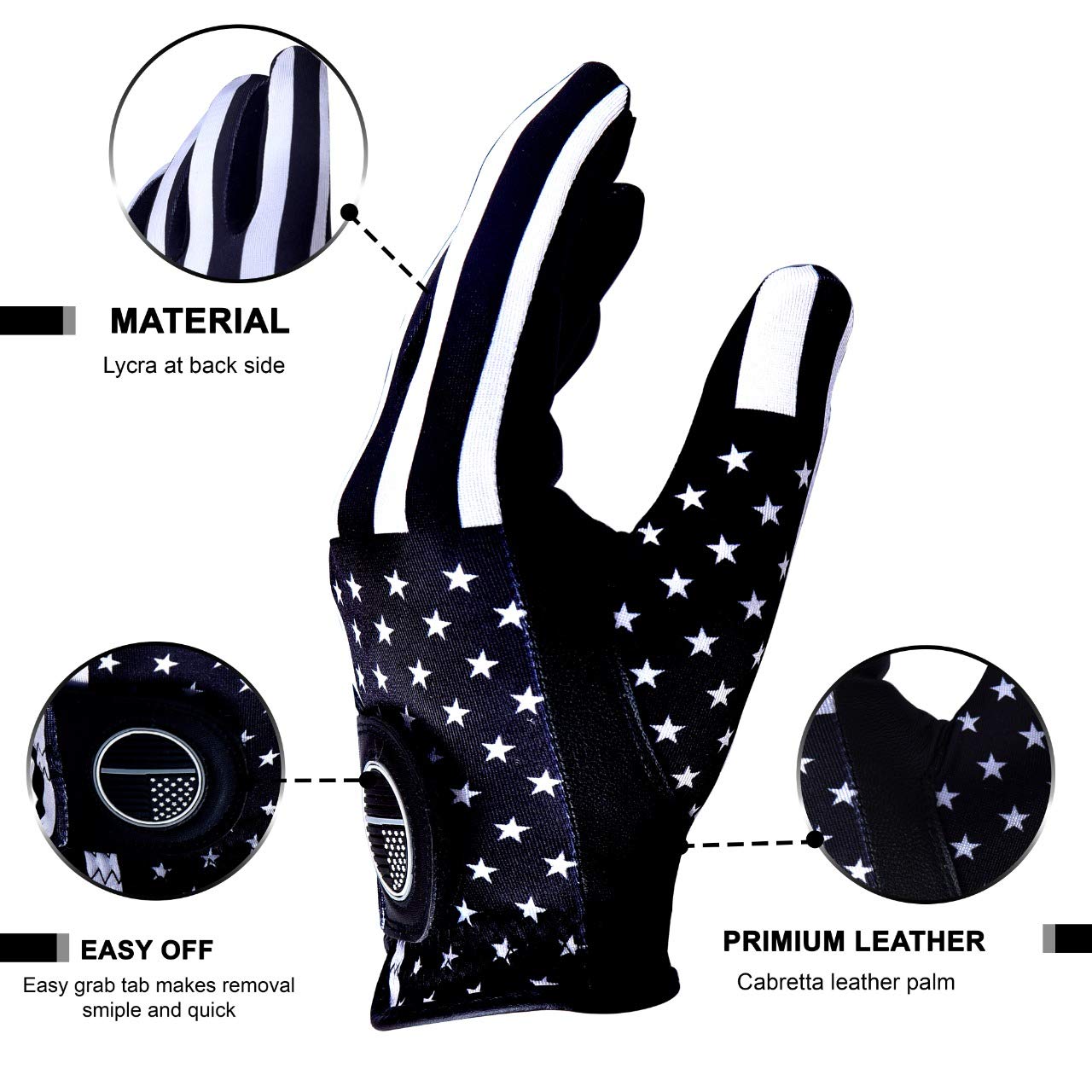 American Flag Golf Gloves for Men & Women - Left & Right Hand Options with Perfect Grip - Patriotic Golf Accessories for Driving Range, Tournaments & Casual Play