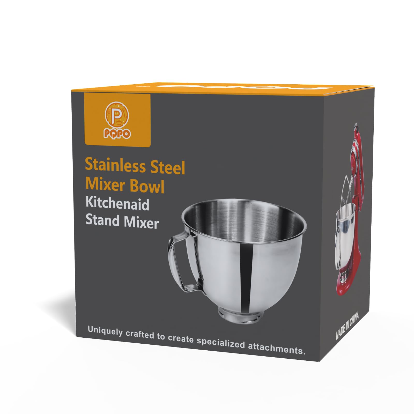Stainless Steel Mixing Bowl for KitchenAid Stand Mixers - 4.5 & 5 Qt Compatible with Tilt-Head Models - Perfect for Baking, Whipping, and Kneading Dough