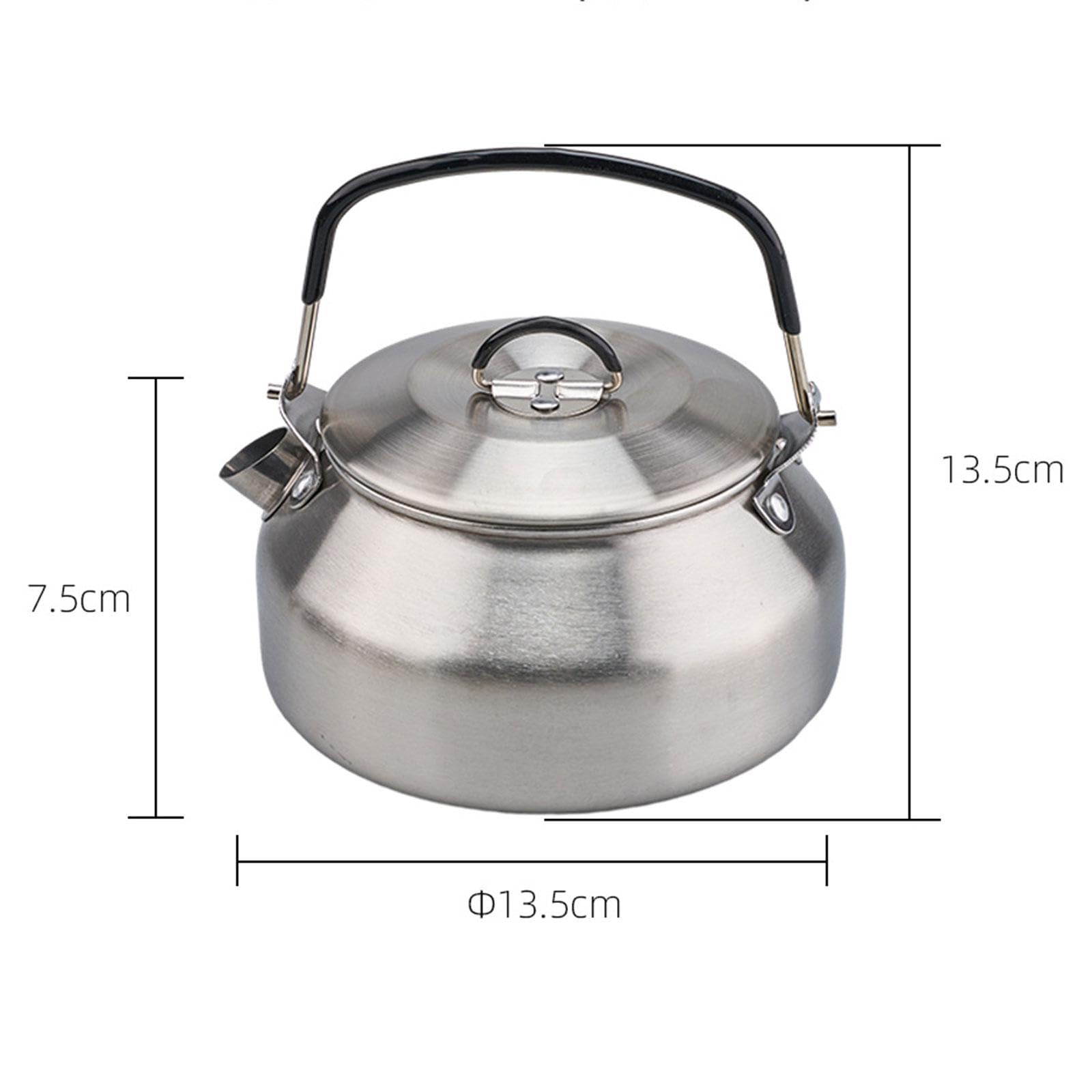 Large Capacity 0.8L Stainless Steel Tea Kettle - Lightweight Stovetop Kettle for Outdoor Camping, Fishing & Picnics | Perfect for Boiling Water, Making Tea & Outdoor Cooking