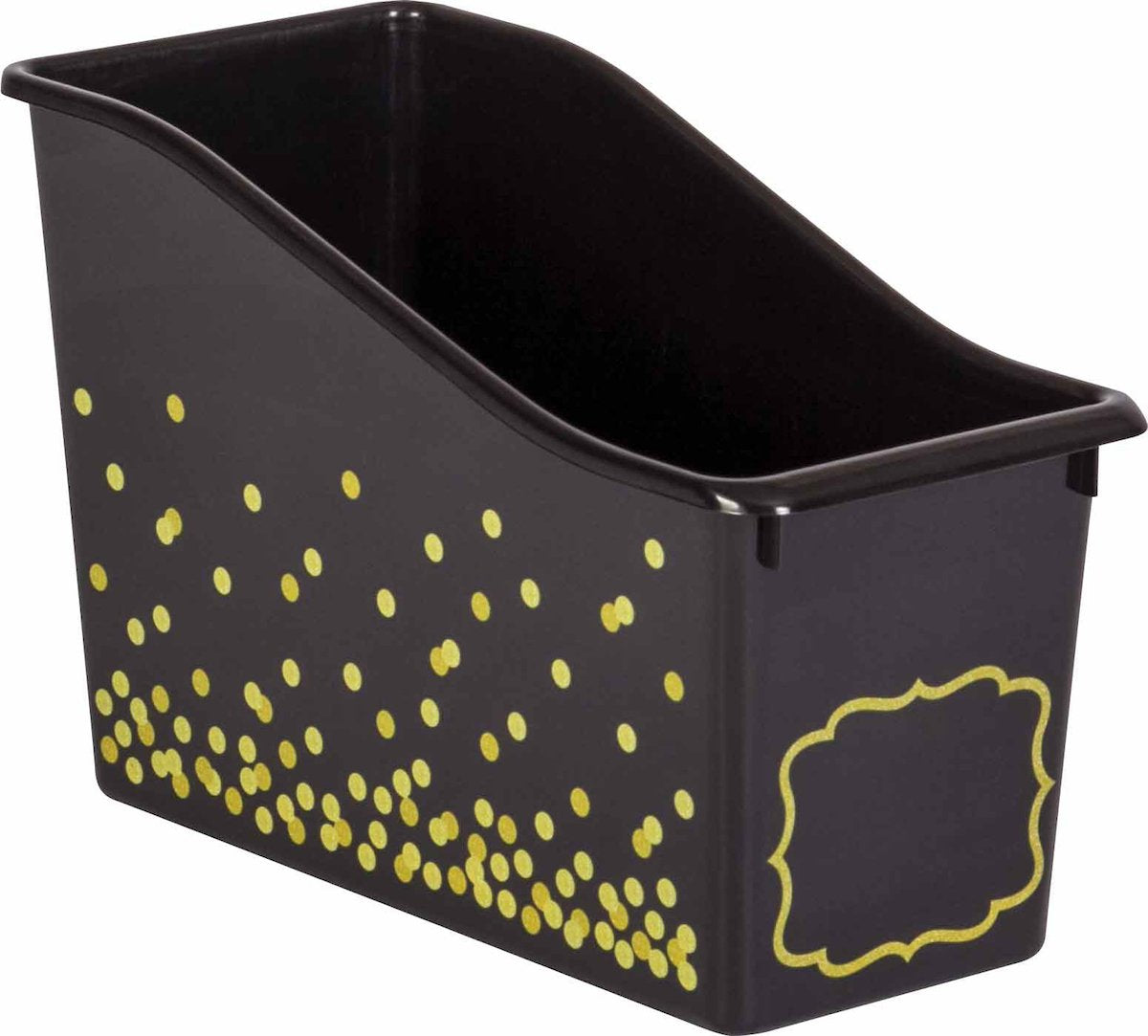 Black Confetti Plastic Book Bin - Durable Classroom Storage Organizer for Kids Books, Toys & Supplies - Perfect for School, Library & Home Organization