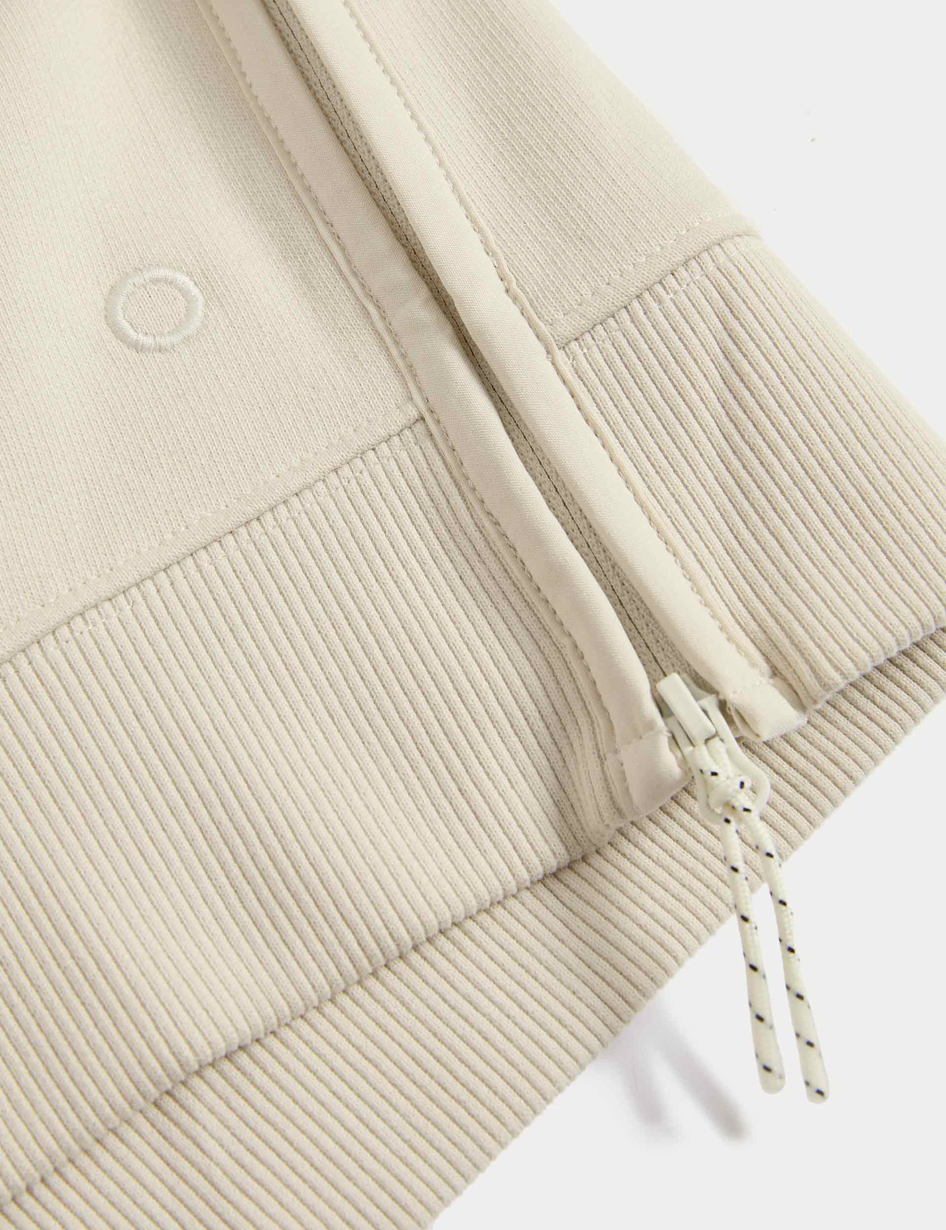 Premium Cotton Rich Mesh Panel Relaxed Hoodie for Men & Women - Soft & Breathable Pullover Sweatshirt - Ivory - Perfect for Casual Wear, Gym & Outdoor Activities