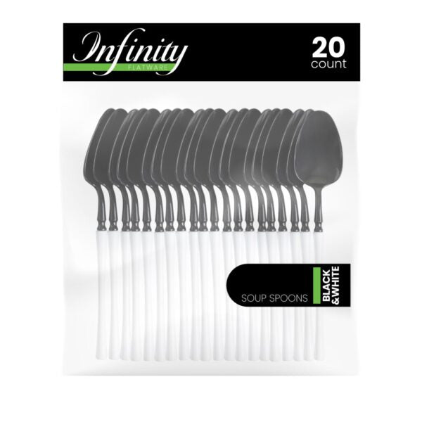 Premium Infinity Collection Black & White Flatware Set - 20-Piece Stainless Steel Cutlery for Dining, Parties & Elegant Table Settings