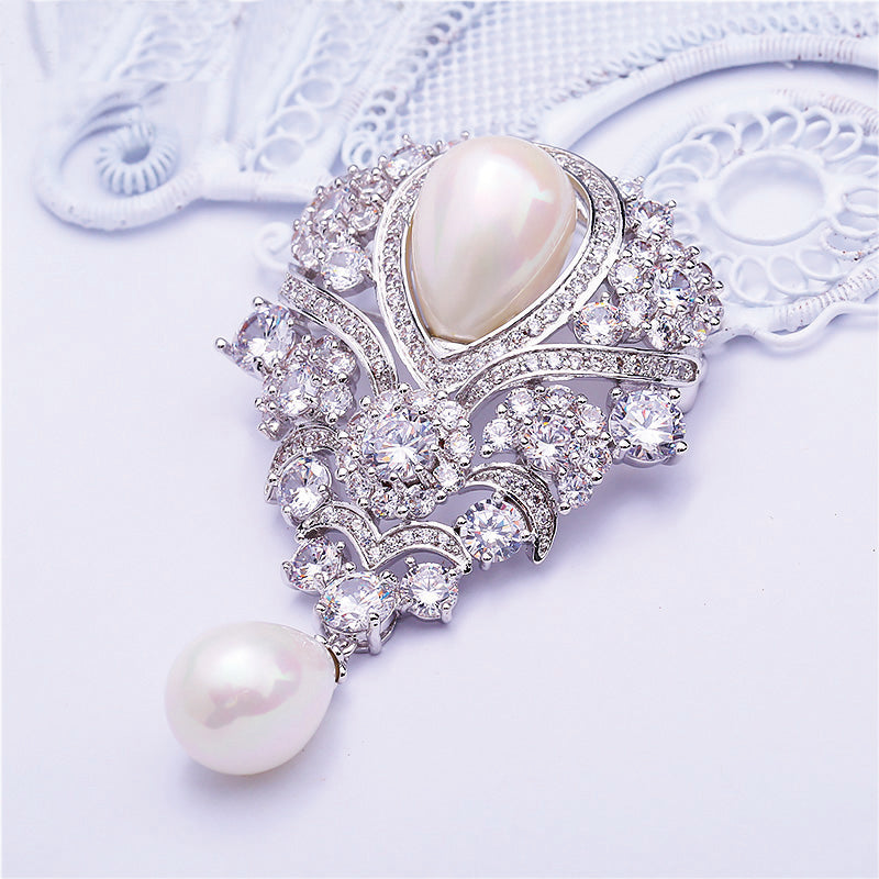 Elegant Court Style Alloy Imitation Pearl Zirconite Wedding Brooch Pin - Perfect for Bridal Accessories, Prom Dresses & Formal Occasions
