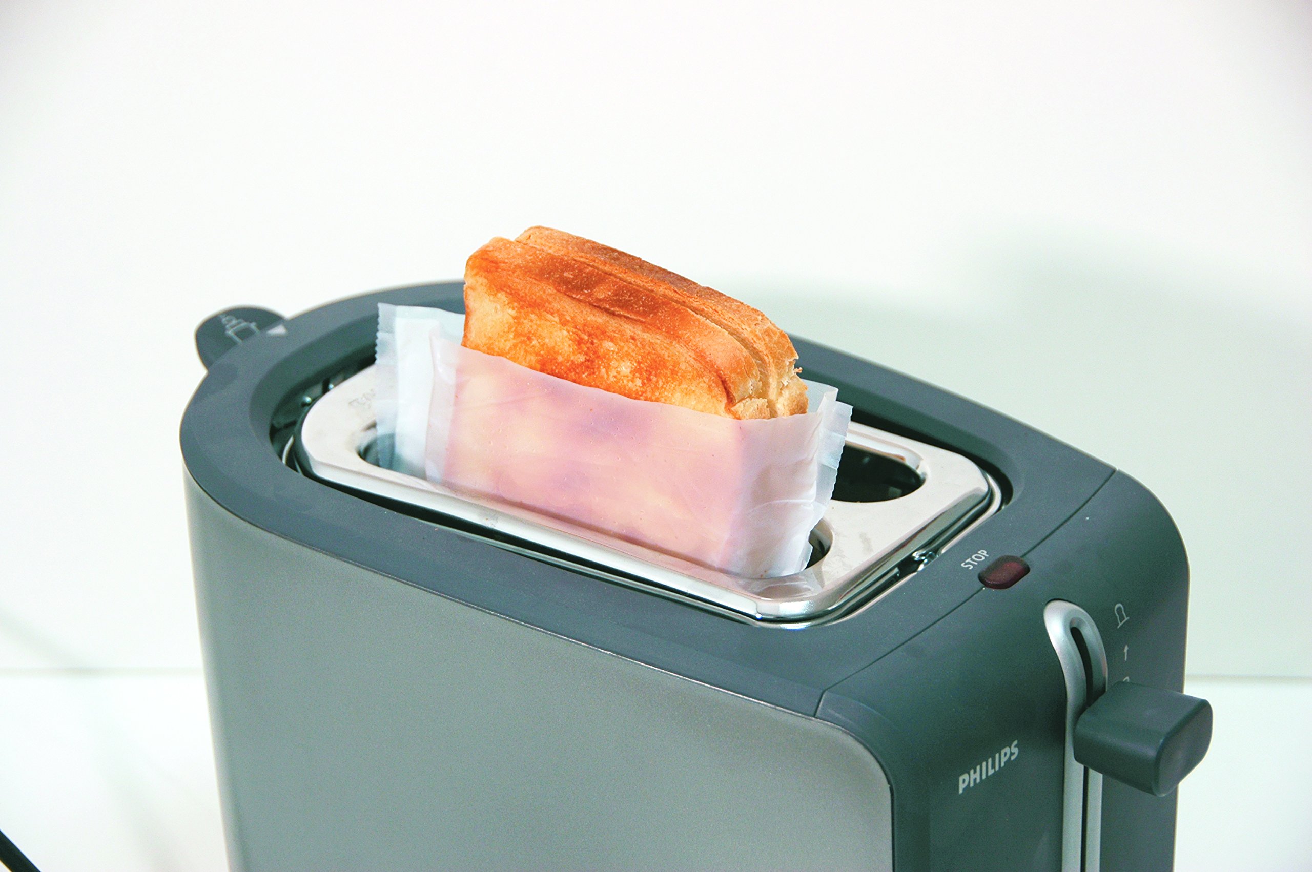 NoStik IR2971 Non-Stick Toast Bags - 2 Pack White Reusable Toaster Bags for Perfect Sandwiches & Bagels - Ideal for Breakfast, School Lunches & Quick Snacks