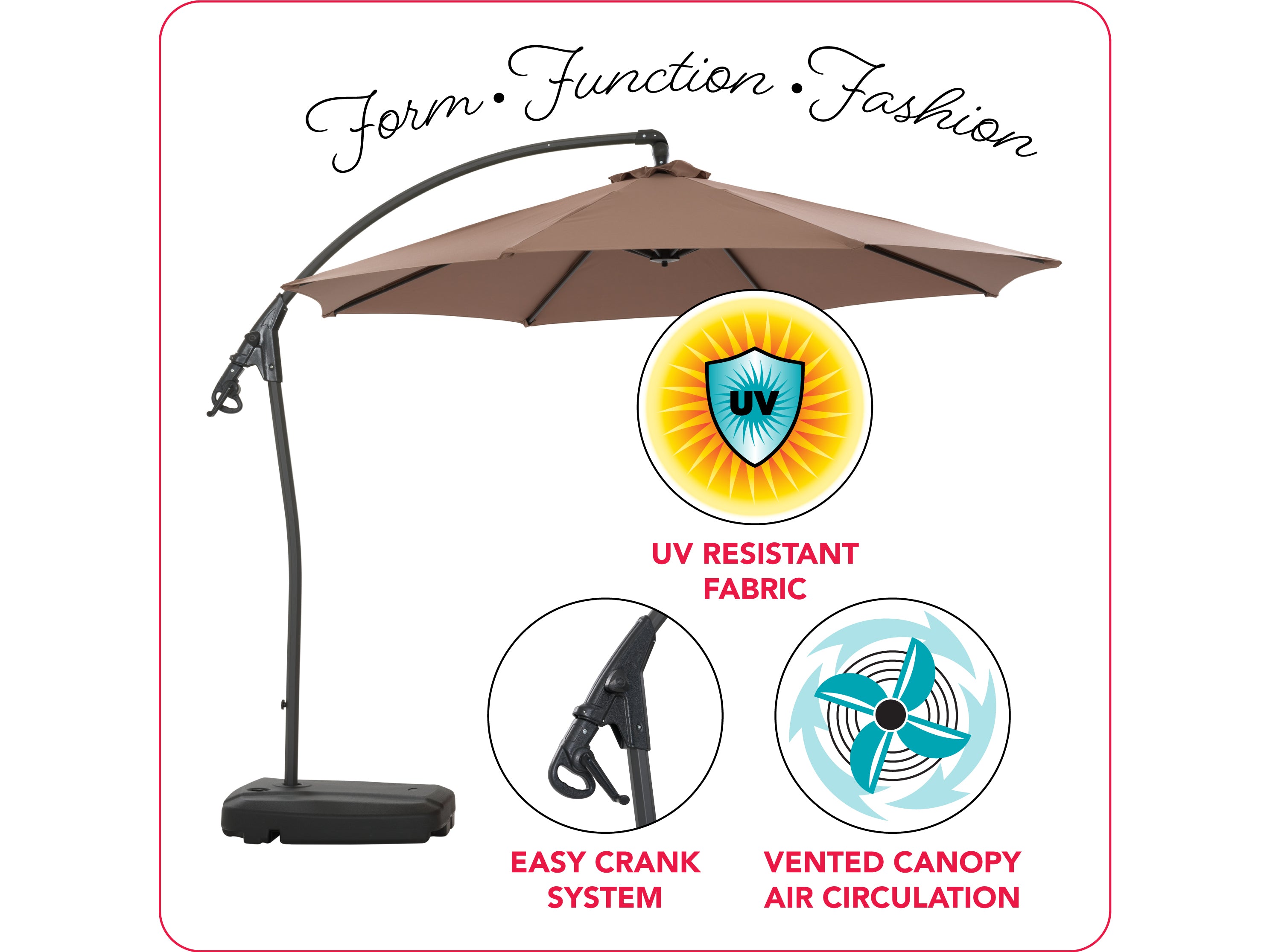 10ft Sand Cantilever Umbrella with Heavy Duty Base - Outdoor Patio Sun Shade for Poolside, Garden, and Backyard Relaxation