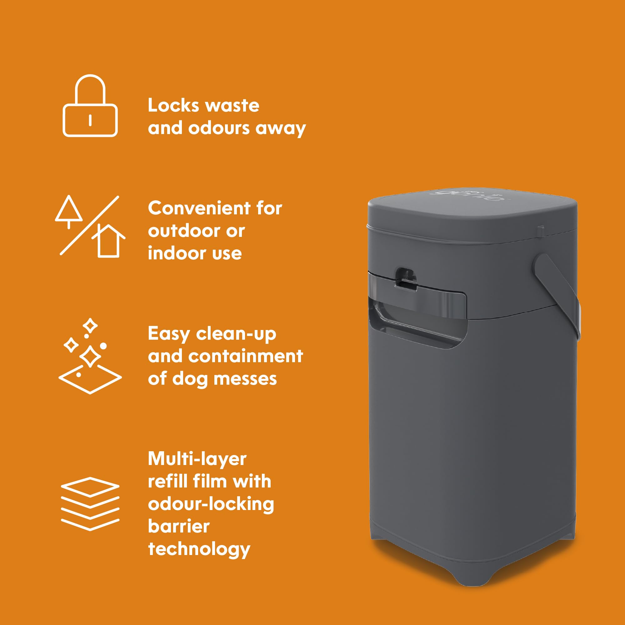 Pet Genie Pail - Odor-Controlling Dog Waste Disposal System for Indoor & Outdoor Use | Includes 1 Square Refill Bag (Lasts 2 Months) | Perfect for Backyards, Patios & Pet Stations