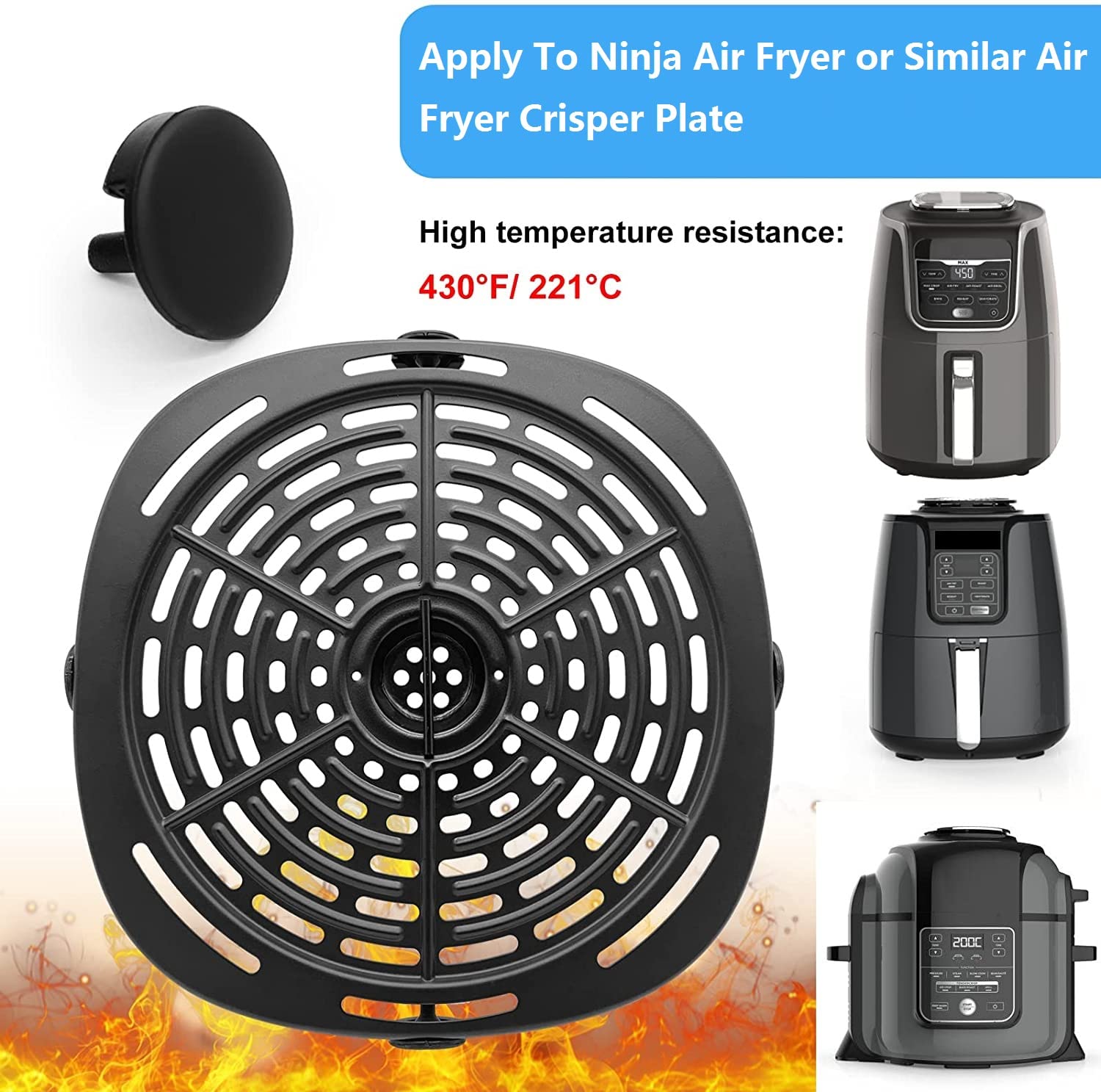 Premium 4PCS Rubber Bumpers & Anti-Scratch Feet for Ninja Air Fryer - Silicone Protective Covers for Crisper Plate Tray - Perfect for Kitchen Safety & Noise Reduction