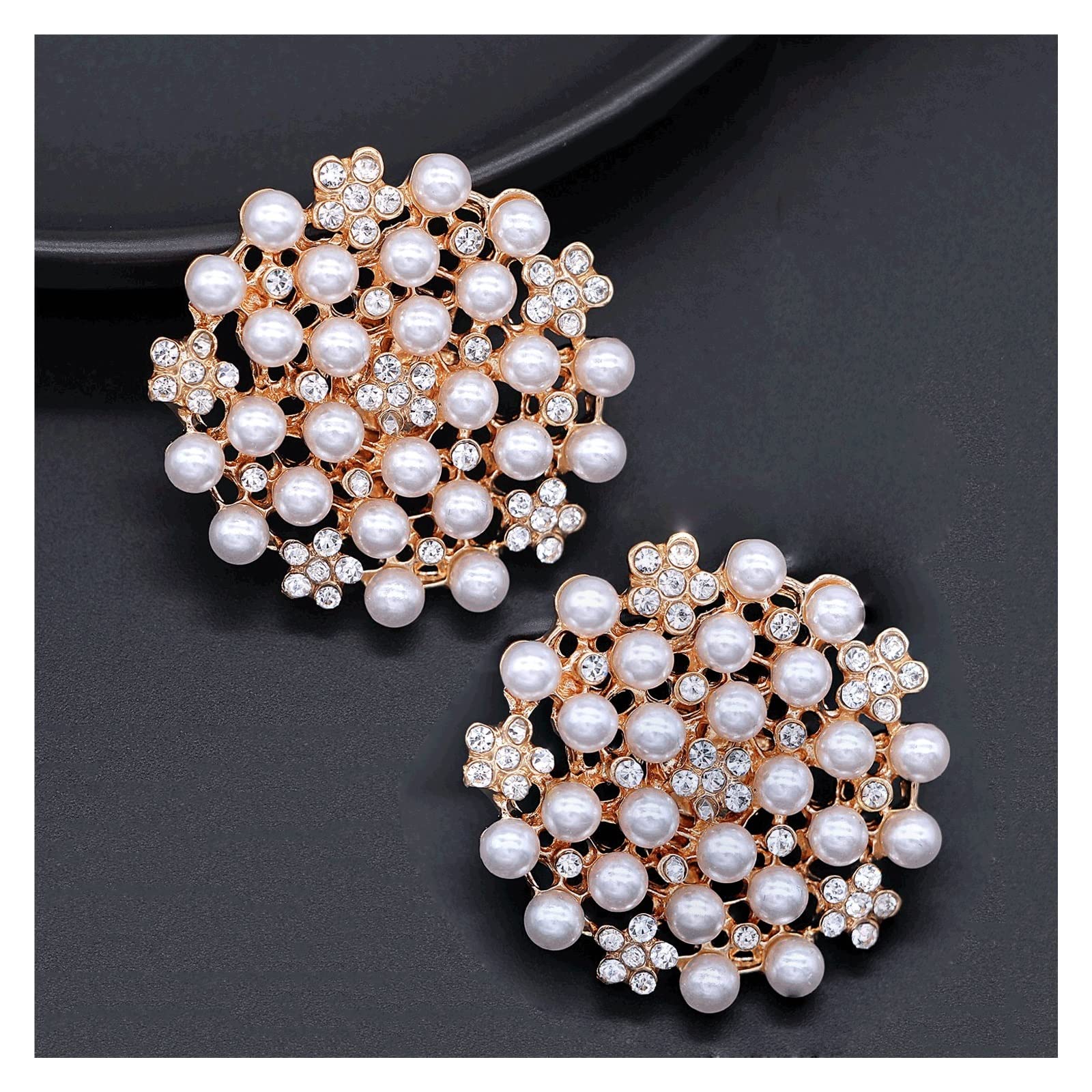 HLDETH 2-Piece Rhinestone Shoe Clips for High Heels - Shiny Wedding Shoe Decorations, Bridal Heel Charms, Decorative Buckle Clamps (4x5cm) - Perfect for Bridal Parties, Prom, and Formal Events