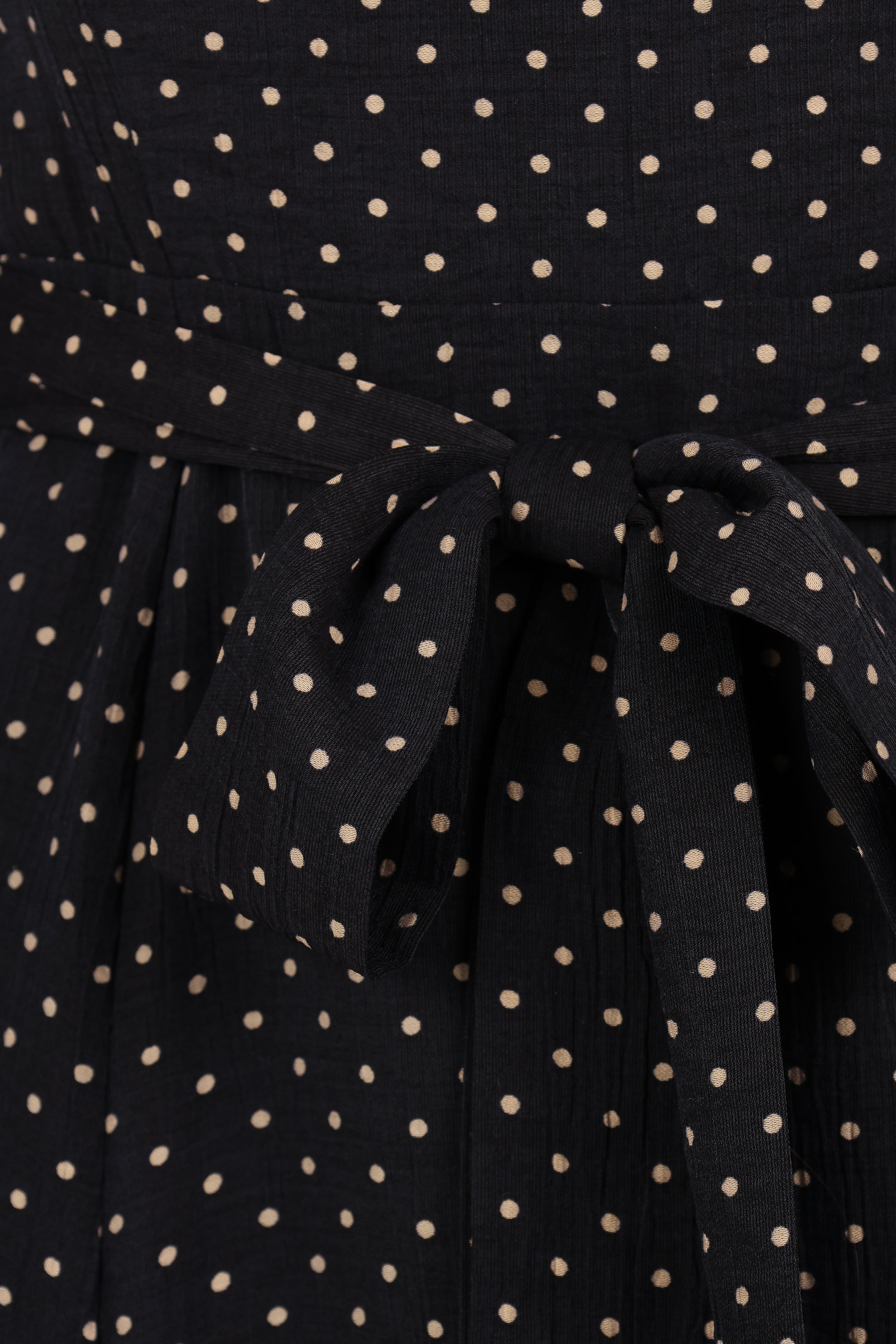 Ettie Women's Long Sleeve Midi Dress - Black Polka Dot Floral Print Casual Party Wear for Fall & Winter | Office, Date Night, Holiday Outfit