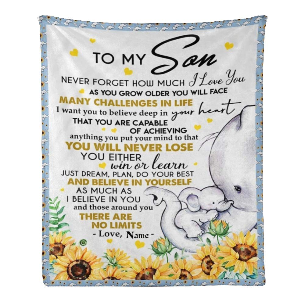 Custom Name Throw Blanket - Soft Fleece Personalized Blanket for Son - 50x60 Inches - Perfect Gift for Birthday, Christmas & Home Decor