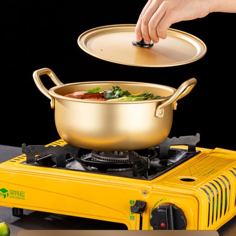 2 Pcs Korean Instant Noodle Pot with Lid - Small Saucepan for Ramen, Milk Boiling & Coffee - Durable Aluminum & Ceramic Stock Pot for Home, Baby Food & Oven Use - Perfect for Quick Meals & Kitchen Essentials