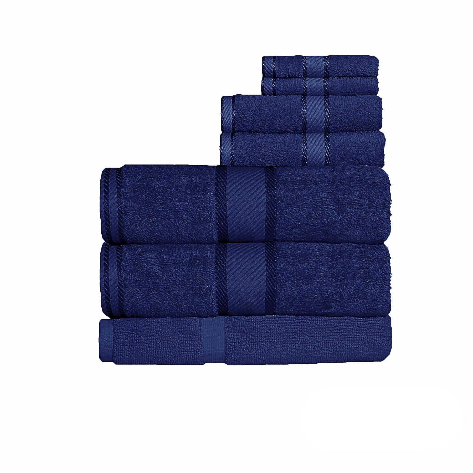 Premium 550gsm 7-Piece Cotton Bath Sheet Set in Navy Blue - Ultra Soft & Absorbent for Luxury Spa-Like Bathroom Experience