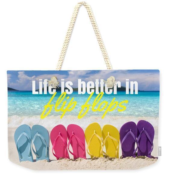 Stylish Flip Flops Weekender Tote Bag - Lightweight Beach Bag for Women, Perfect for Vacation, Pool, and Summer Travel Accessories