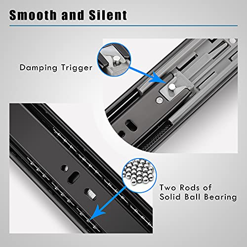 KNOBWELL 10-Pair 20-Inch Soft Closing Ball Bearing Drawer Slides - Heavy Duty 80 lb Capacity - Side Mount with Screws - Black Finish - Perfect for Kitchen Cabinets, Dressers & Office Furniture (Also Available in 20
