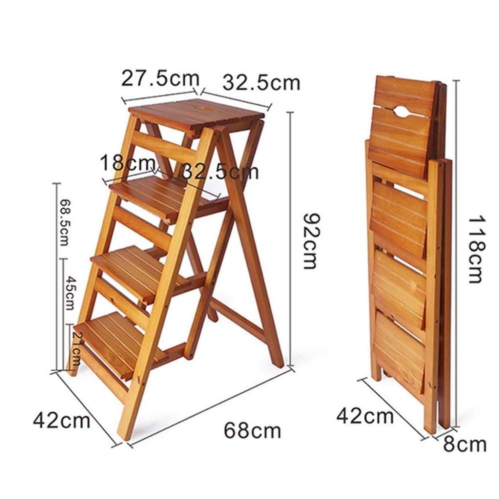 NEVKA 4-Tier Foldable Step Stool for Home, Kitchen, Office - Light Walnut Multifunctional Ladder Stool for Bookshelf, Flower Stand, Shoe Bench - Space Saving & Sturdy Design for Indoor Use