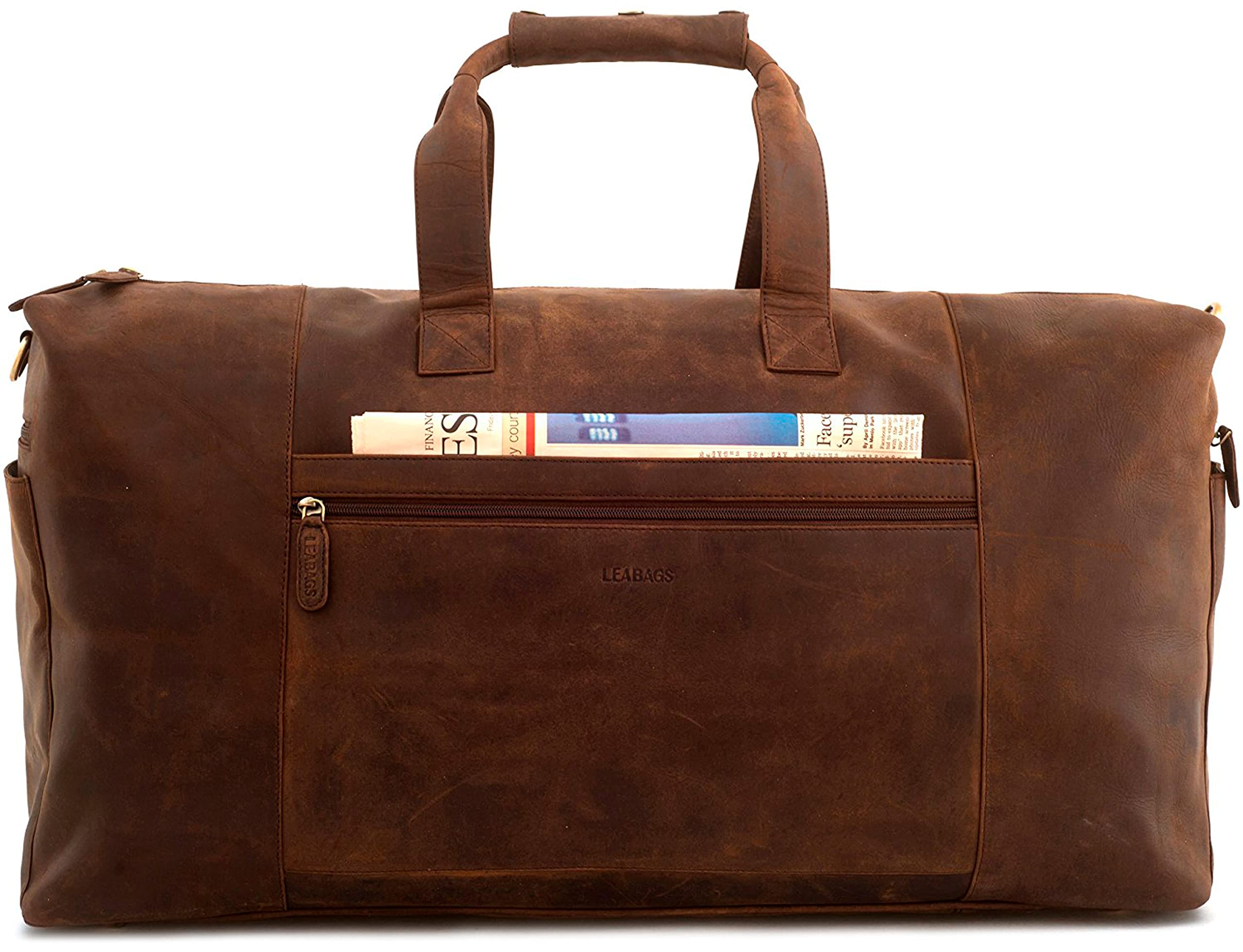 LEABAGS Sydney Genuine Buffalo Leather Travel Bag - Vintage Look Weekend Bag, Cabin Size Flight Bag, Sports Bag - Perfect for Travel, Gym & Casual Outings