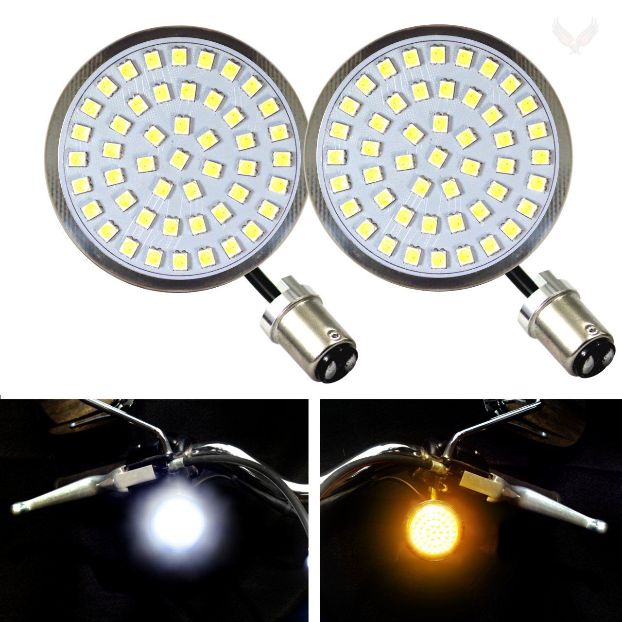 **Eagle Lights 2nd Gen LED Turn Signal Kit for Harley Davidson - Front 1157 & Rear 1156 Amber Lights - High Visibility for Day & Night Riding**