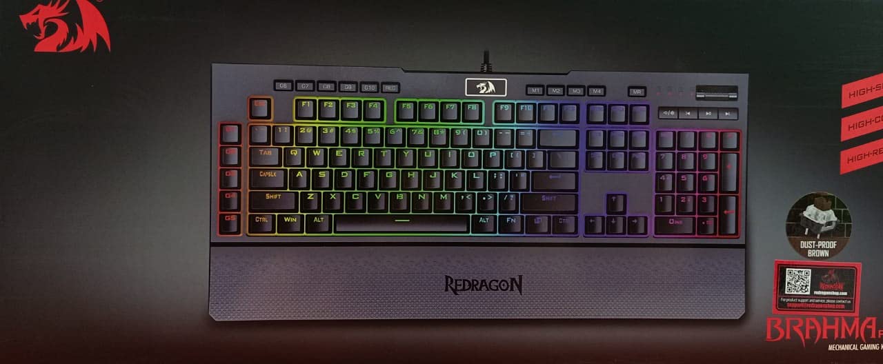 Redragon K586 Brahma RGB Mechanical Gaming Keyboard with Blue Switches - Tactile Clicky Feedback for PC, Mac, Laptop - Perfect for Gaming, Typing & Office Work
