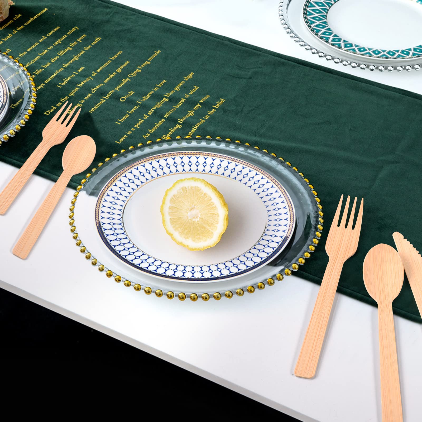 200 Pack Eco-Friendly Disposable Bamboo Utensils Set - 100 Forks, 50 Spoons, 50 Knives - 100% Biodegradable & Compostable Cutlery for Weddings, Parties, Picnics, Camping & Outdoor Events - Sustainable Flatware Alternative to Plastic